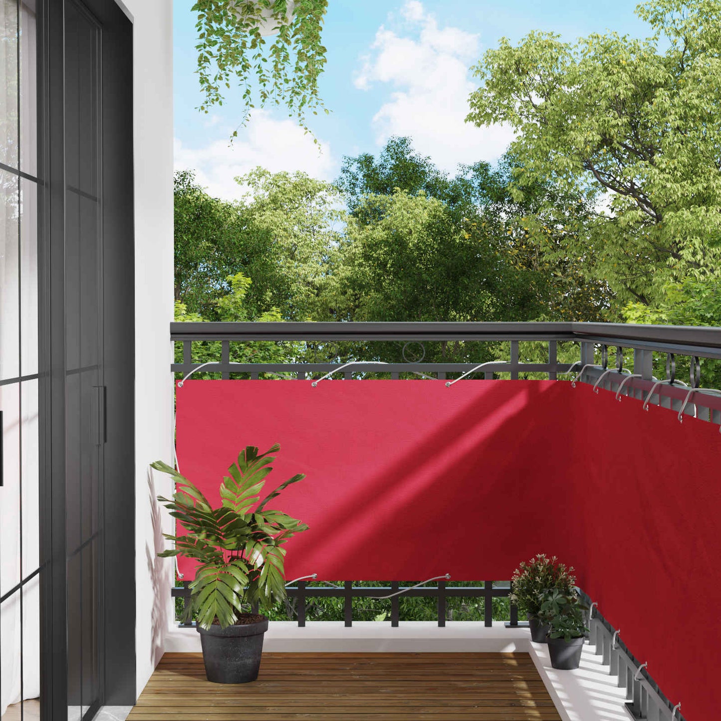 Balkono Ekranas Vyšninė 75 x 800 cm PU dengtas oksfordas alu