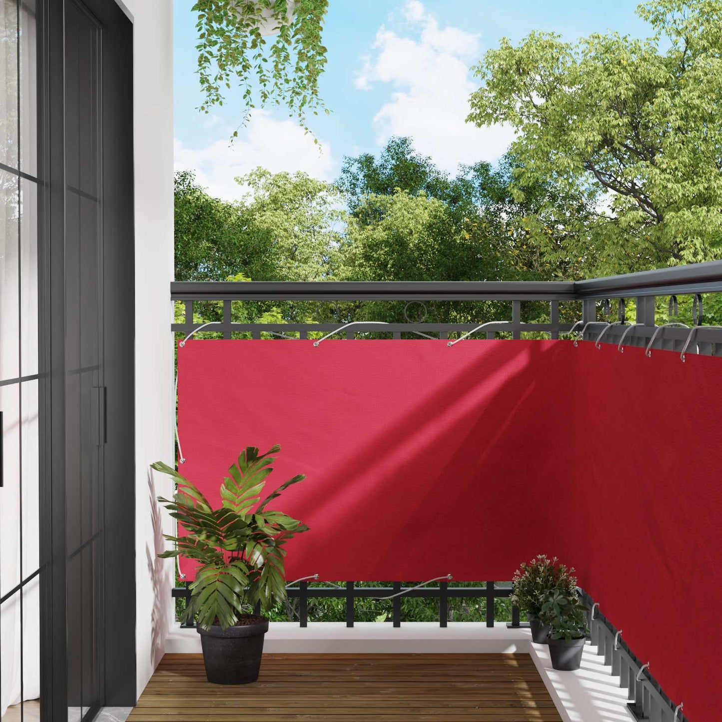 Balkono Ekranas Vyšninė 90 x 400 cm PU dengtas oksfordas alu
