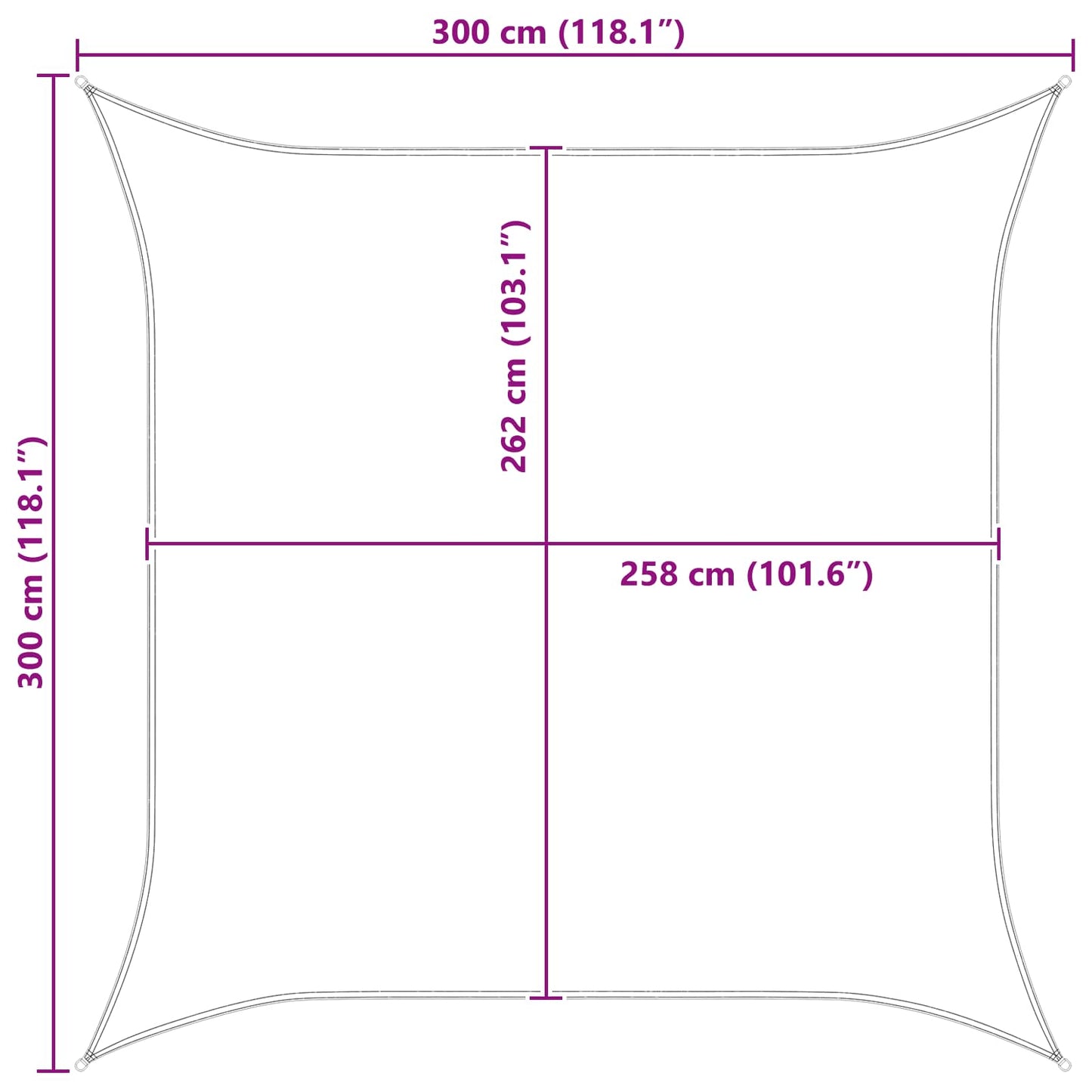 Saulės burė Mėlyna ir balta 3 x 3 m 100% poliesteris Oksfordas