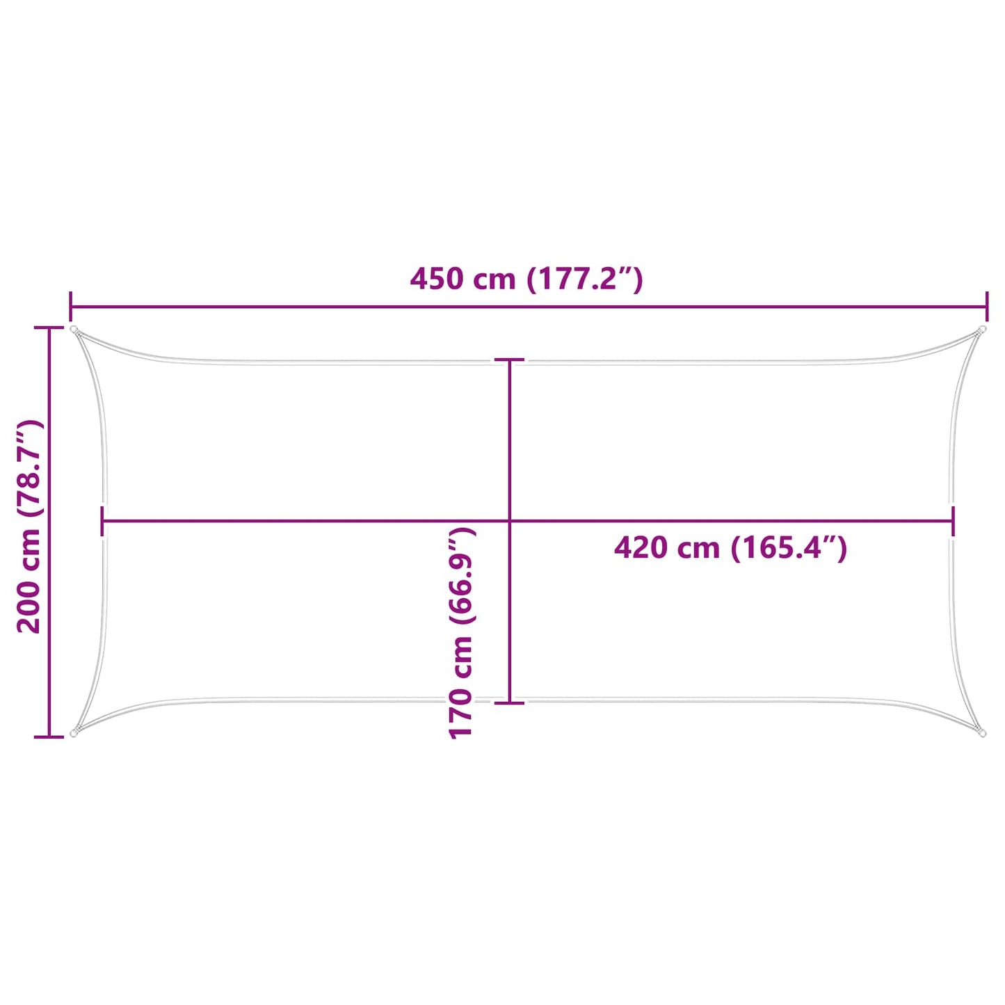 Saulės burė Oranžinė ir ruda 4,5 x 2 m
