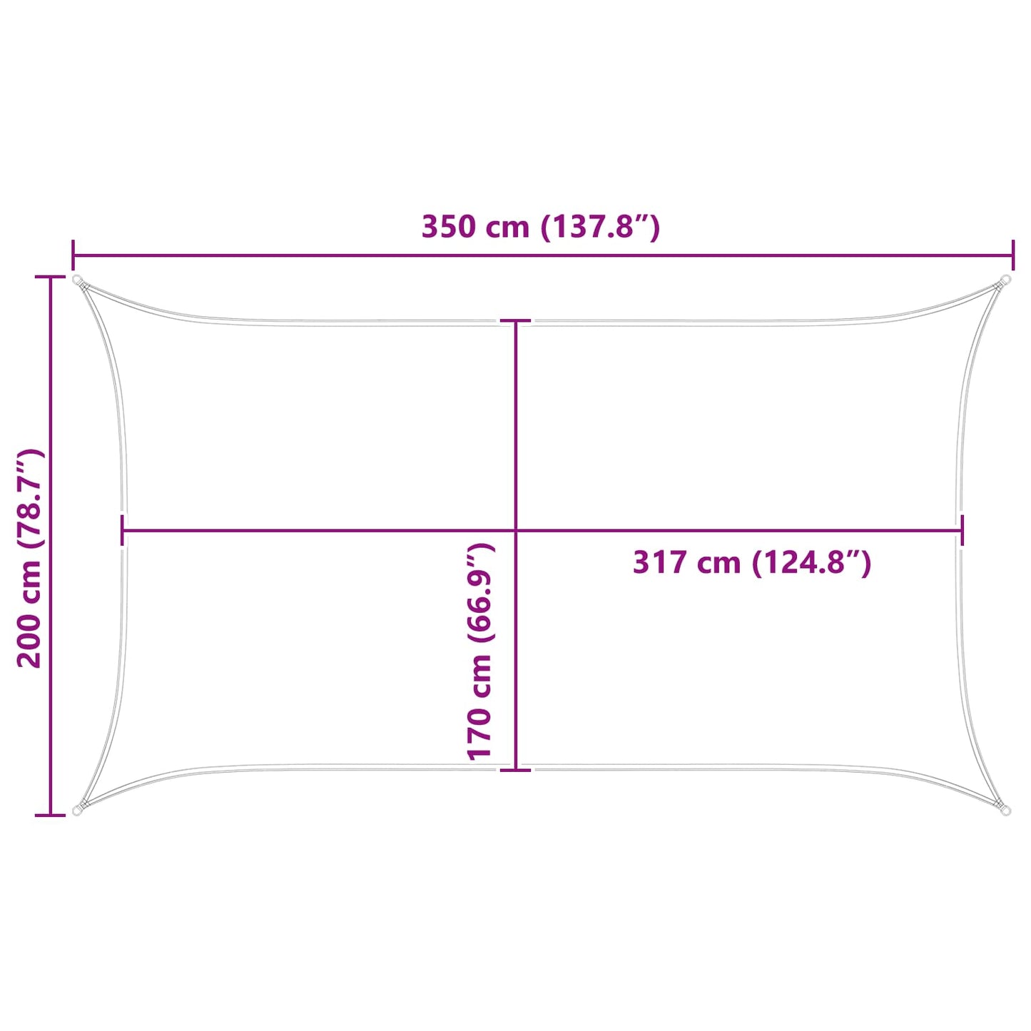 Saulės burė Mėlyna ir balta 3,5 x 2 m