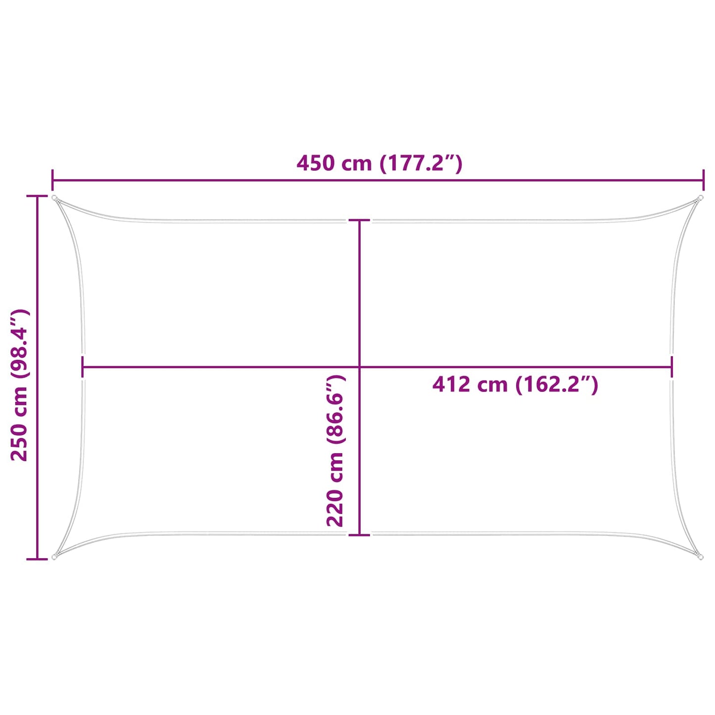 Saulės burė Mėlyna ir balta 4,5 x 2,5 m