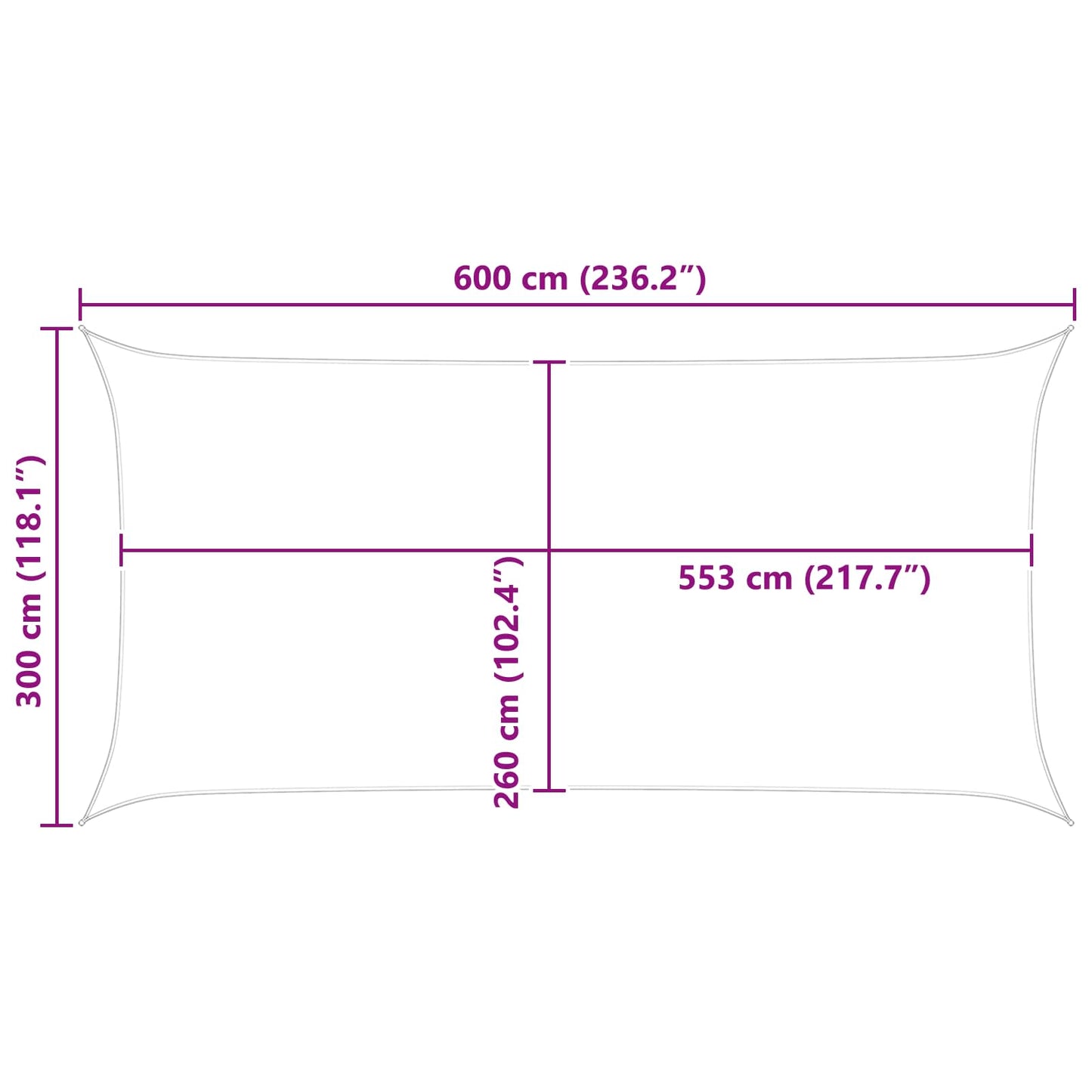 Saulės burė Mėlyna ir balta 6 x 3 m 100% poliesteris Oksfordas