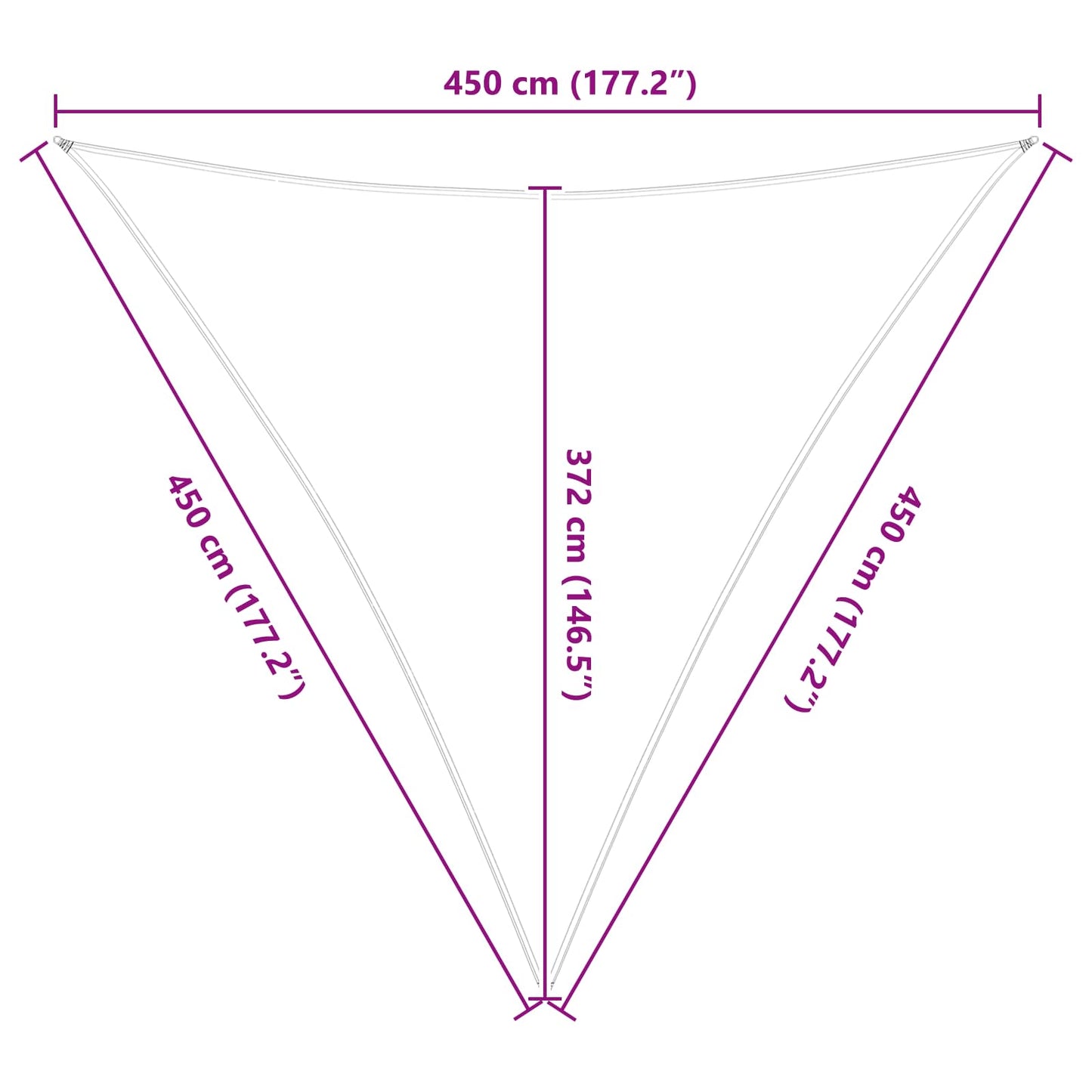 Lauko saulės šešėlio audinys 4,5 x 4,5 x 4,5 m
