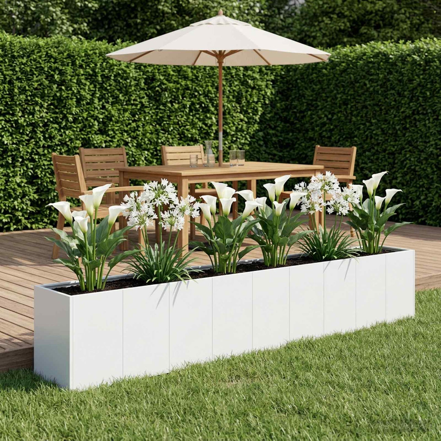 Sodo vazonas Balta 360 x 40 x 60 cm Šaltai valcuotas plienas