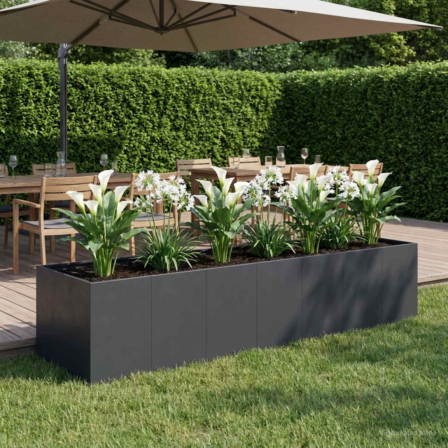 Sodo vazonas Juoda 280 x 80 x 60 cm Šaltai valcuotas plienas
