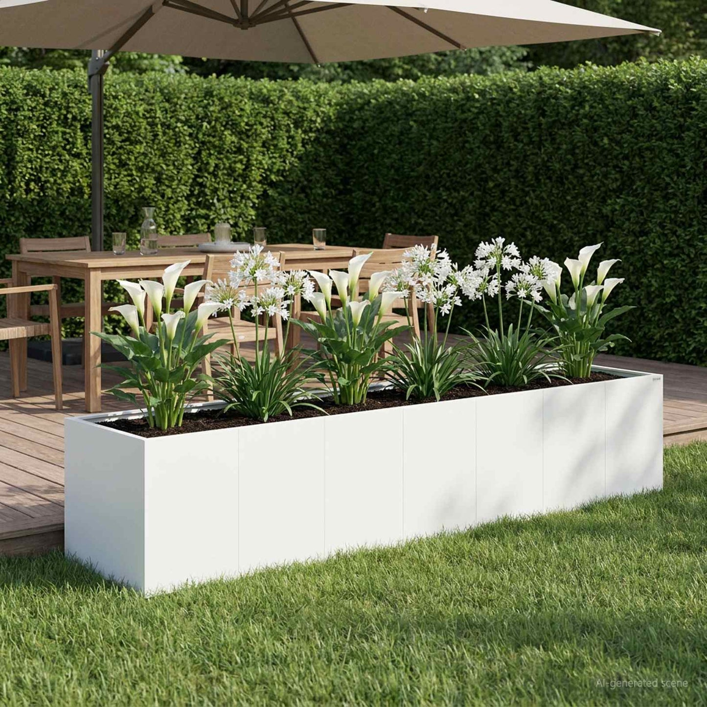 Sodo vazonas Balta 280 x 80 x 60 cm Šaltai valcuotas plienas