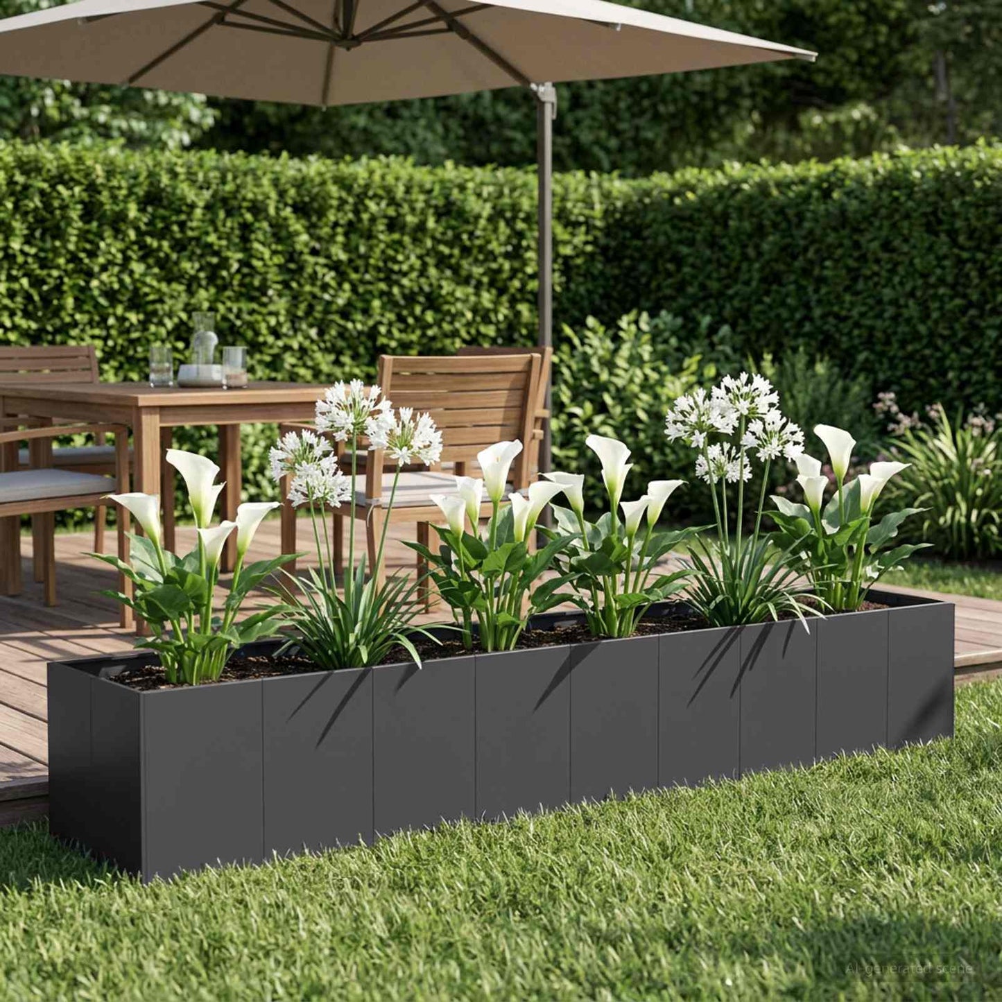 Sodo vazonas Juoda 360 x 80 x 60 cm Šaltai valcuotas plienas