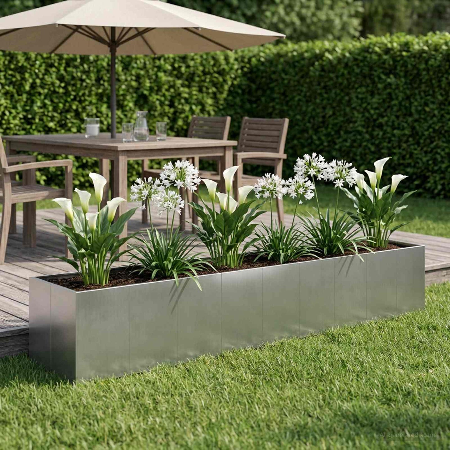 Sodo vazonas Sidabrinė 360 x 80 x 60 cm Galvanizuotas plienas