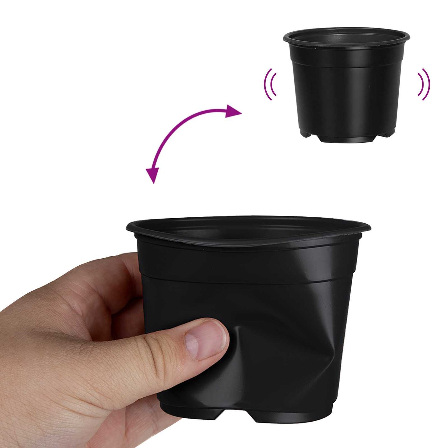 Apvalus gėlių vazonas 200 pcs Juoda Ø 10 x 8 cm Plastmasė