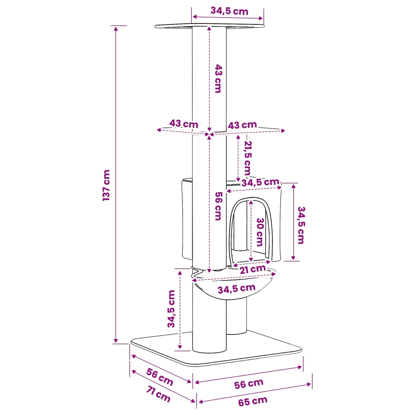 Kačių medis su sisaliniu šveitimu Kreminė 137 cm