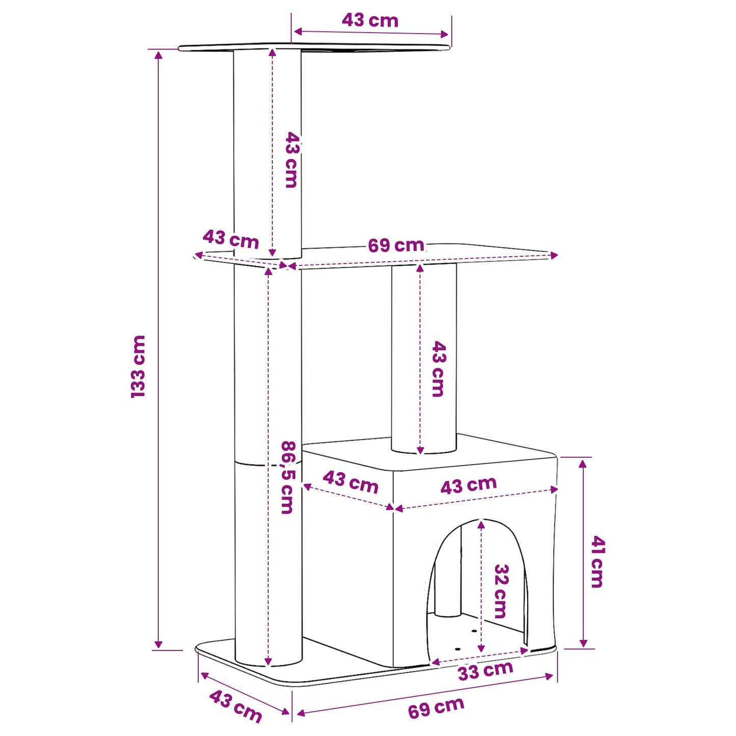 Kačių medis su sisaliniu šveitimu Kreminė 133 cm