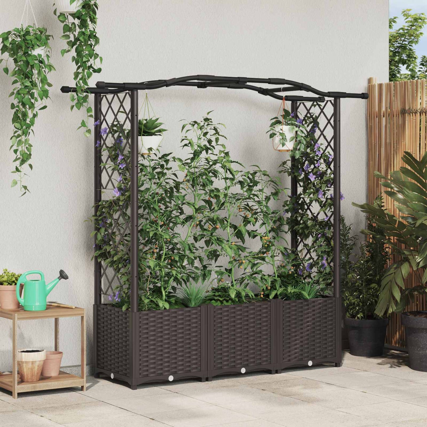 Pakeltas lovas su trelėmis ir stogu Ruda 164 x 40 x 142 cm PP
