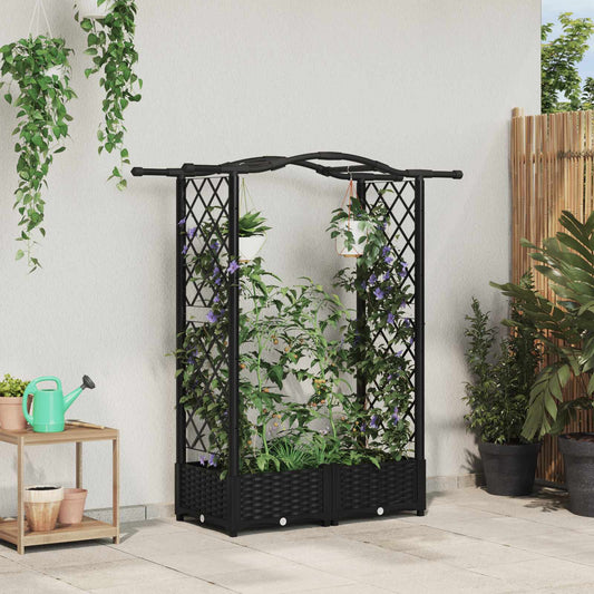 Pakeltas lovas su trelėmis ir stogu Juodas 124 x 40 x 125 cm PP