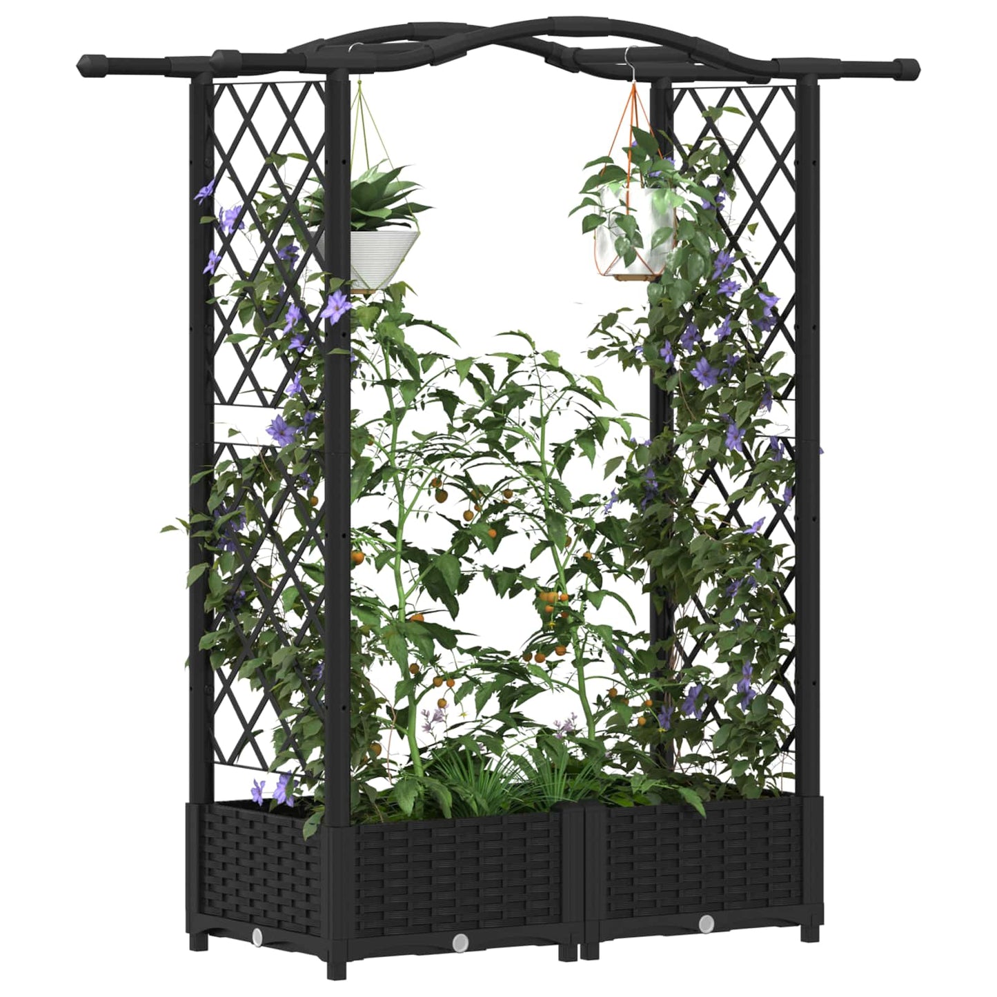 Pakeltas lovas su trelėmis ir stogu Juodas 124 x 40 x 125 cm PP