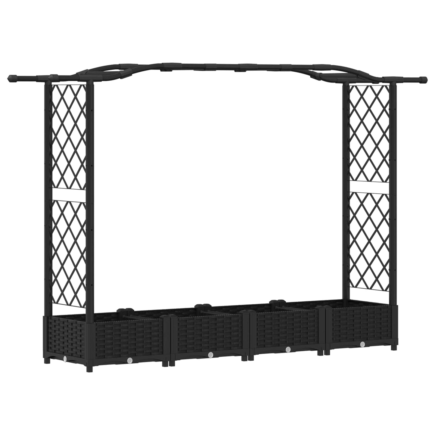 Pakeltas lovas su trelėmis ir stogu Juodas 207 x 40 x 126 cm PP