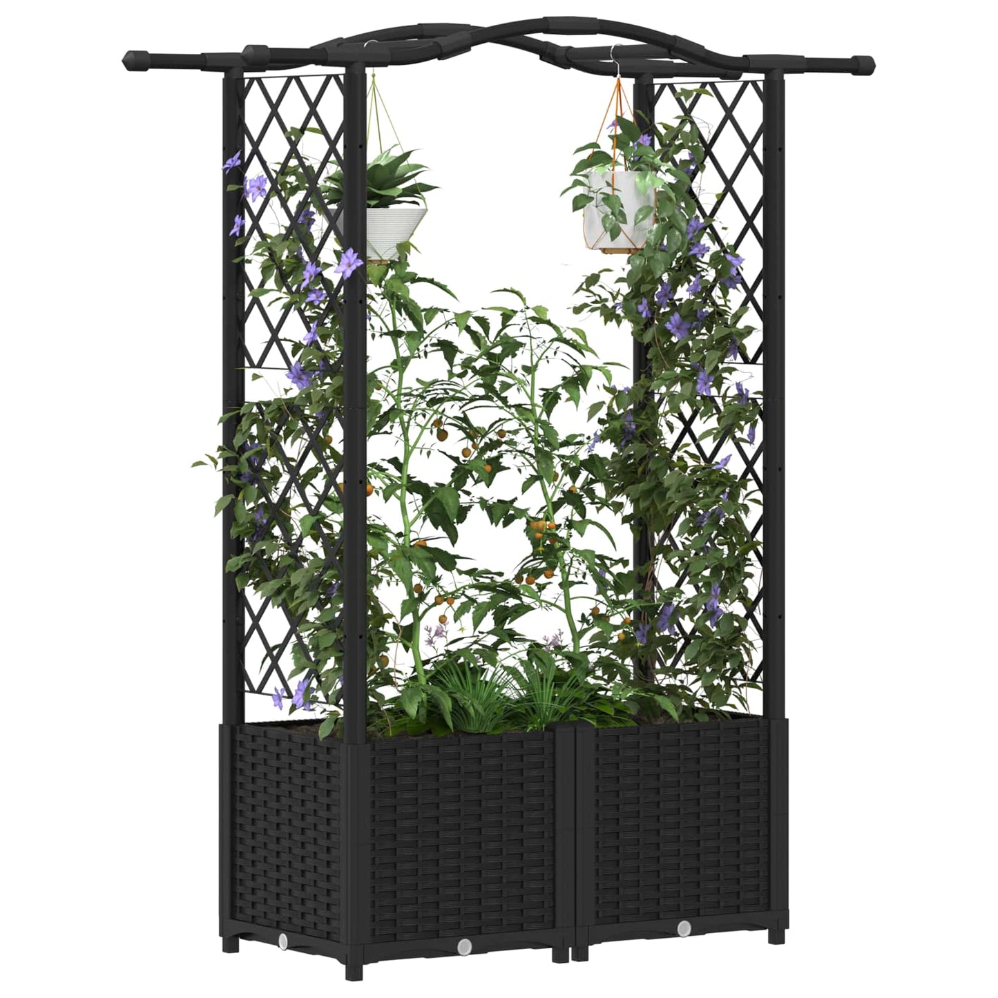 Pakeltas lovas su trelėmis ir stogu Juodas 125 x 40 x 138 cm PP