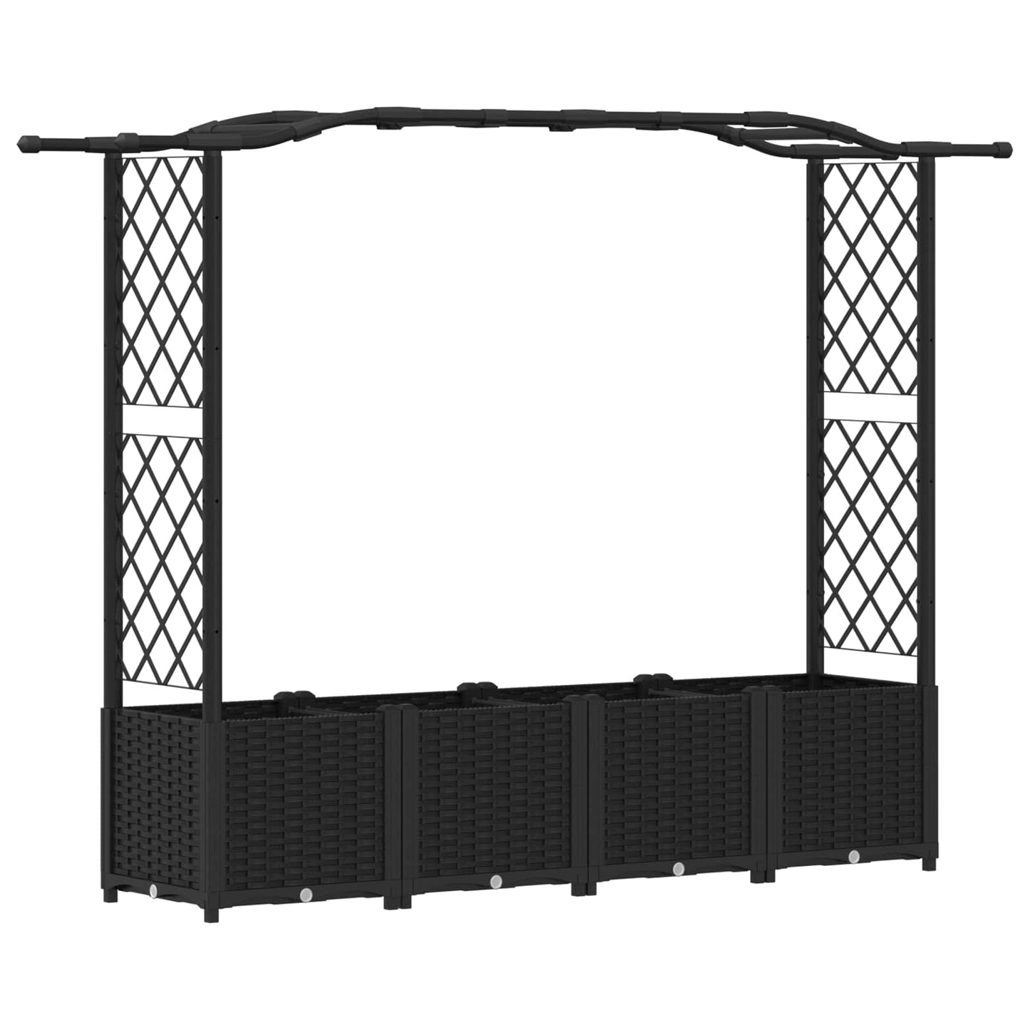 Pakeltas lovas su trelėmis ir stogu Juodas 204 x 40 x 141 cm PP