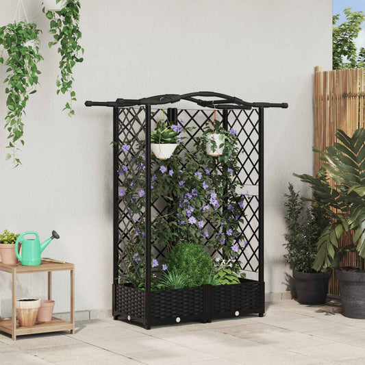 Pakeltas lovas su trelėmis ir stogu Juodas 124 x 40 x 126 cm PP