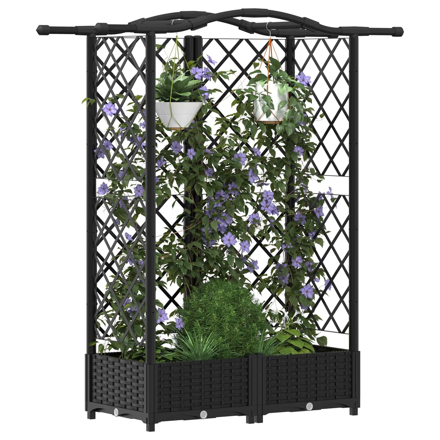 Pakeltas lovas su trelėmis ir stogu Juodas 124 x 40 x 126 cm PP