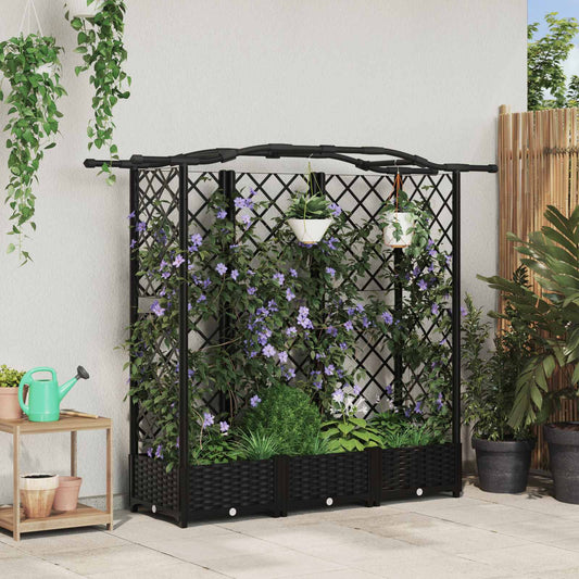 Pakeltas lovas su trelėmis ir stogu Juodas 163 x 40 x 126 cm PP