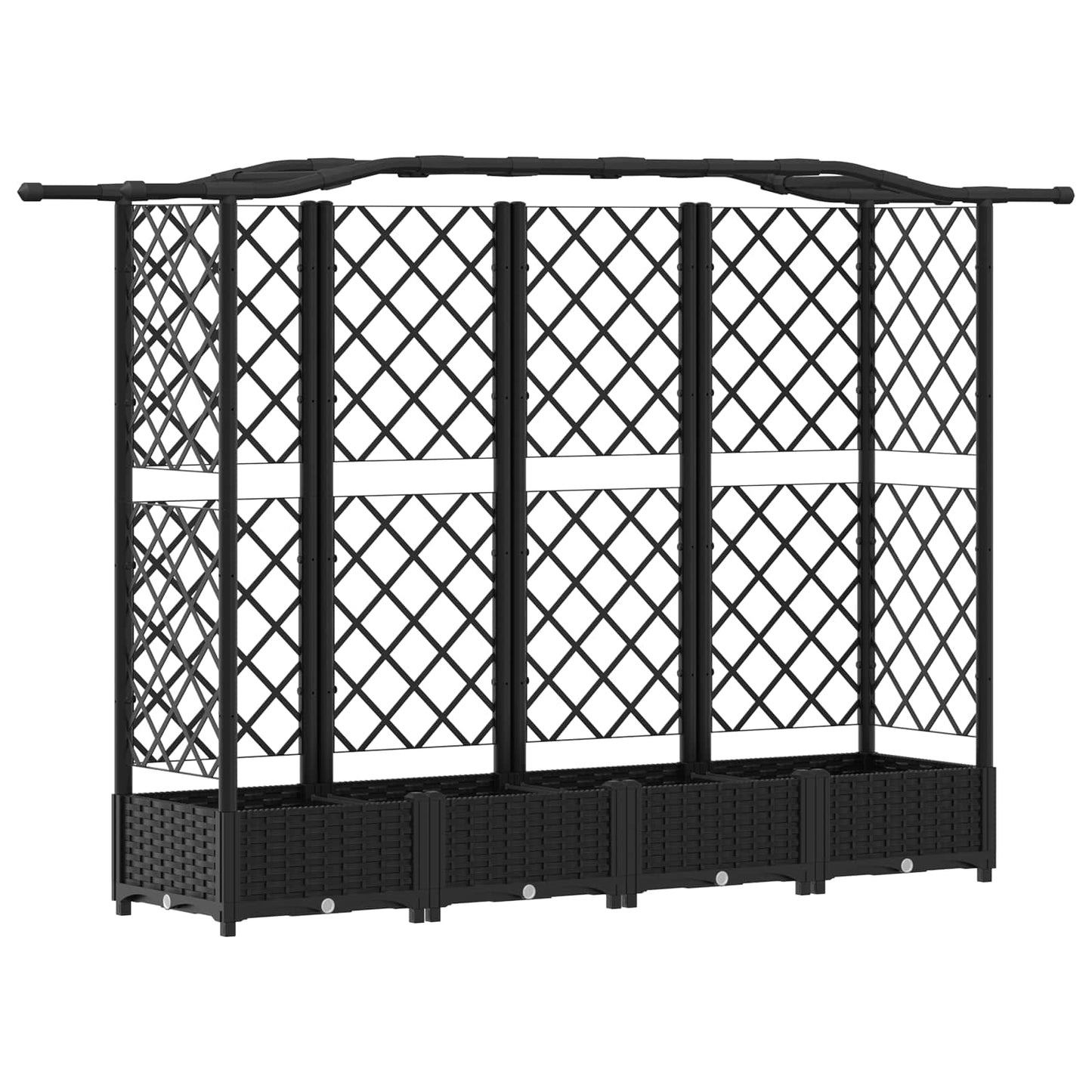 Pakeltas lovas su trelėmis ir stogu Juodas 203,5 x 40 x 125 cm