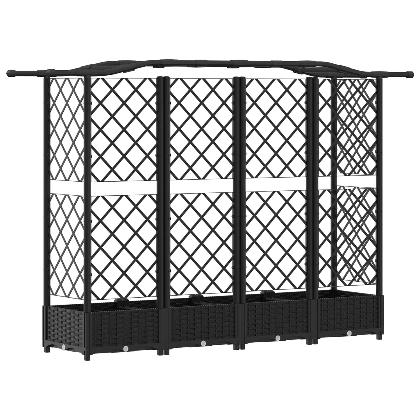 Pakeltas lovas su trelėmis ir stogu Juodas 203,5 x 40 x 125 cm