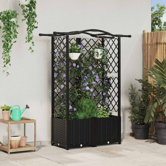 Pakeltas lovas su trelėmis ir stogu Juodas 122 x 40 x 141 cm PP
