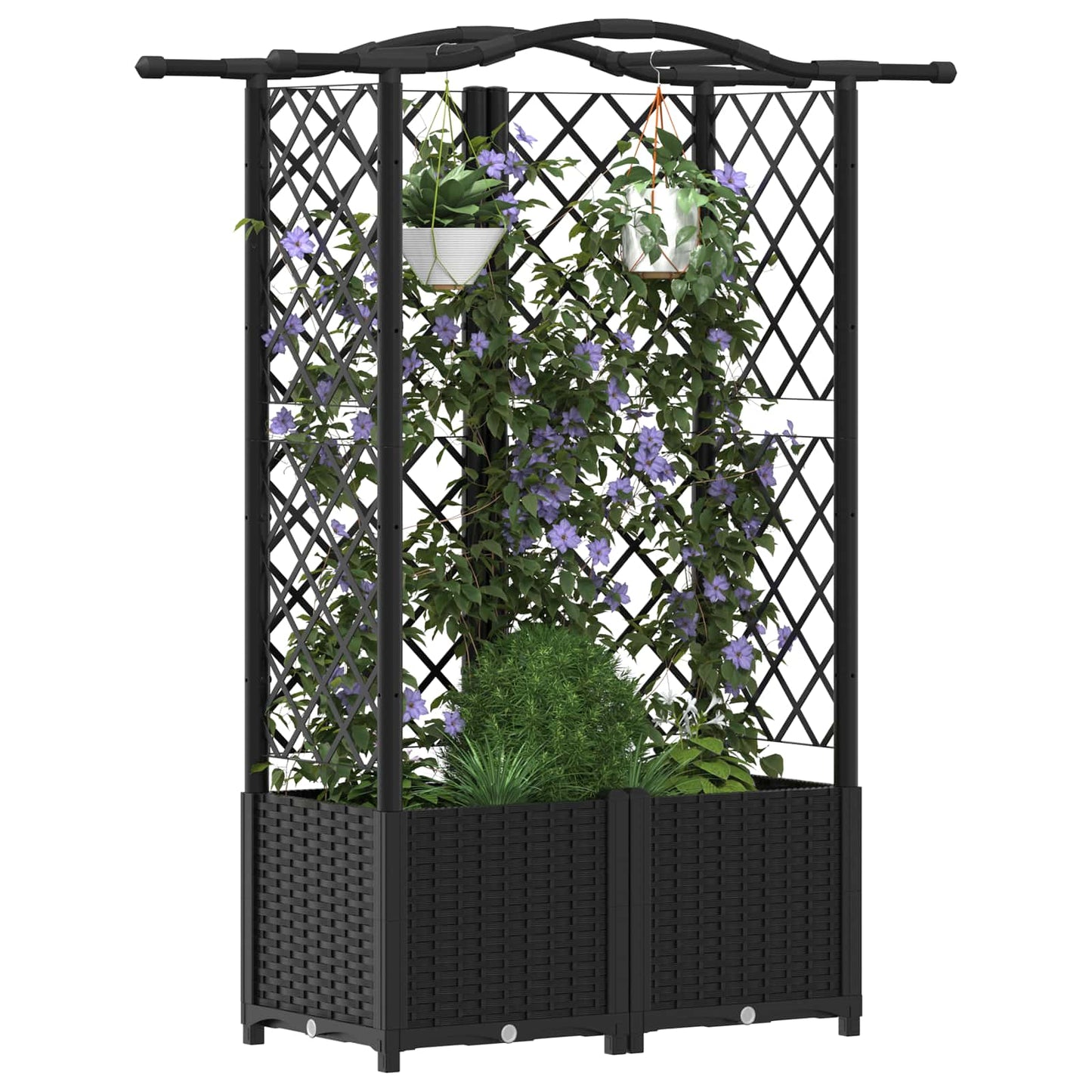 Pakeltas lovas su trelėmis ir stogu Juodas 122 x 40 x 141 cm PP