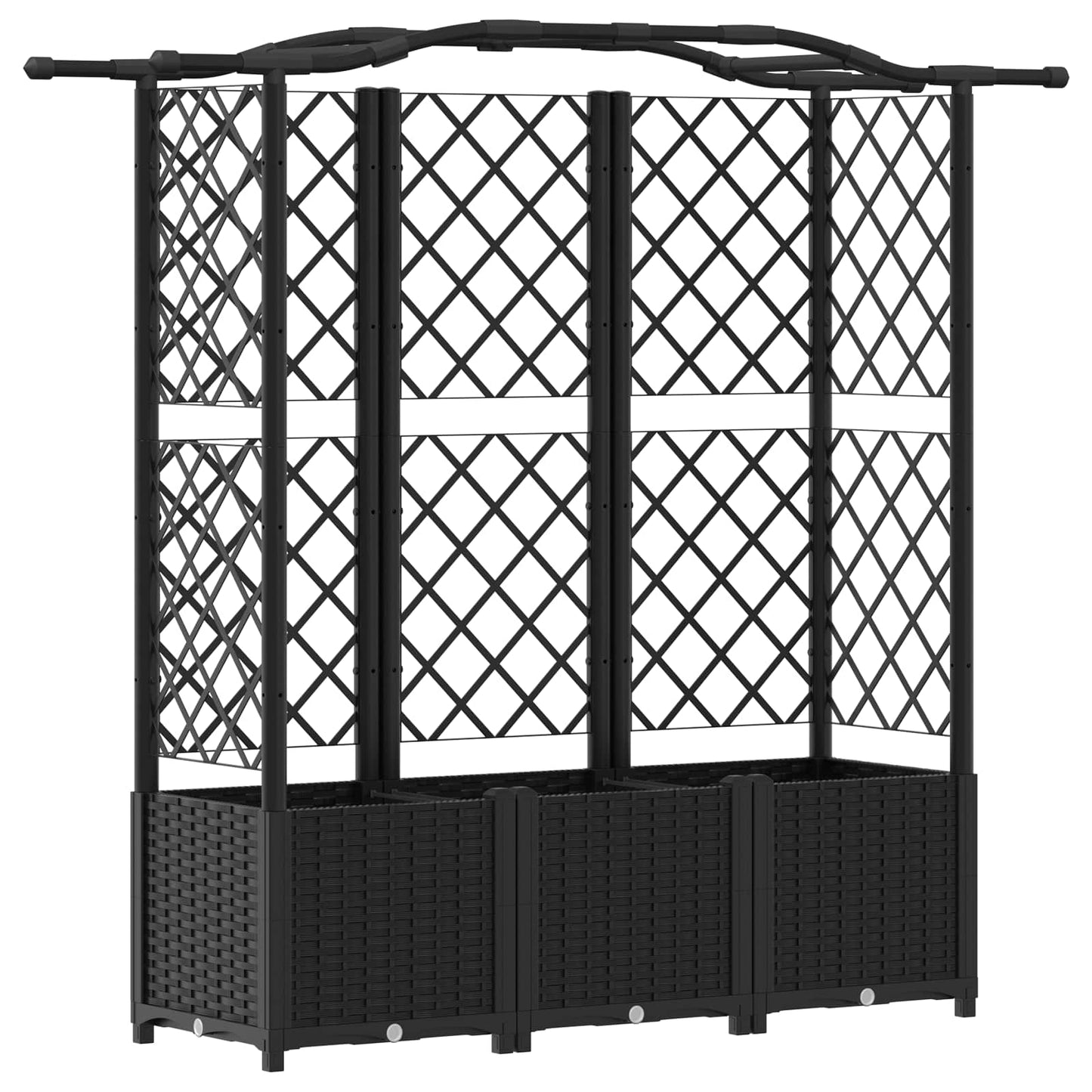 Pakeltas lovas su trelėmis ir stogu Juodas 163 x 40 x 141 cm PP