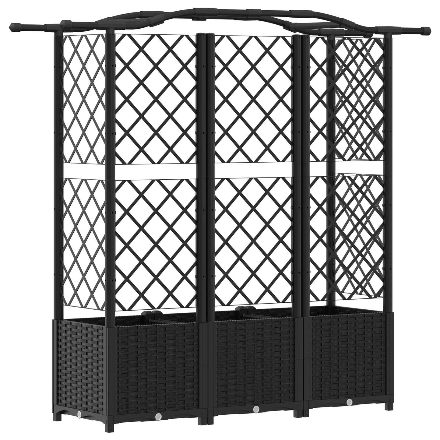 Pakeltas lovas su trelėmis ir stogu Juodas 163 x 40 x 141 cm PP