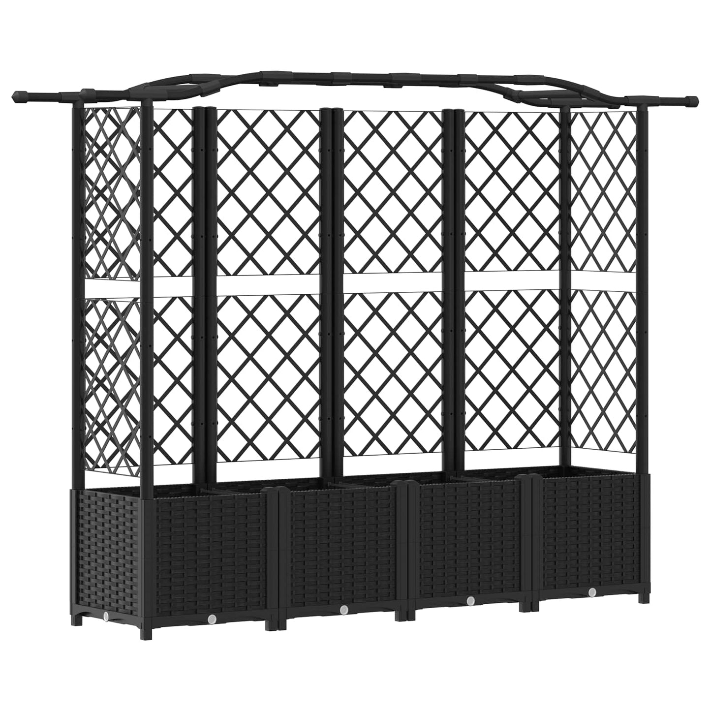 Pakeltas lovas su trelėmis ir stogu Juodas 204 x 40 x 141 cm PP