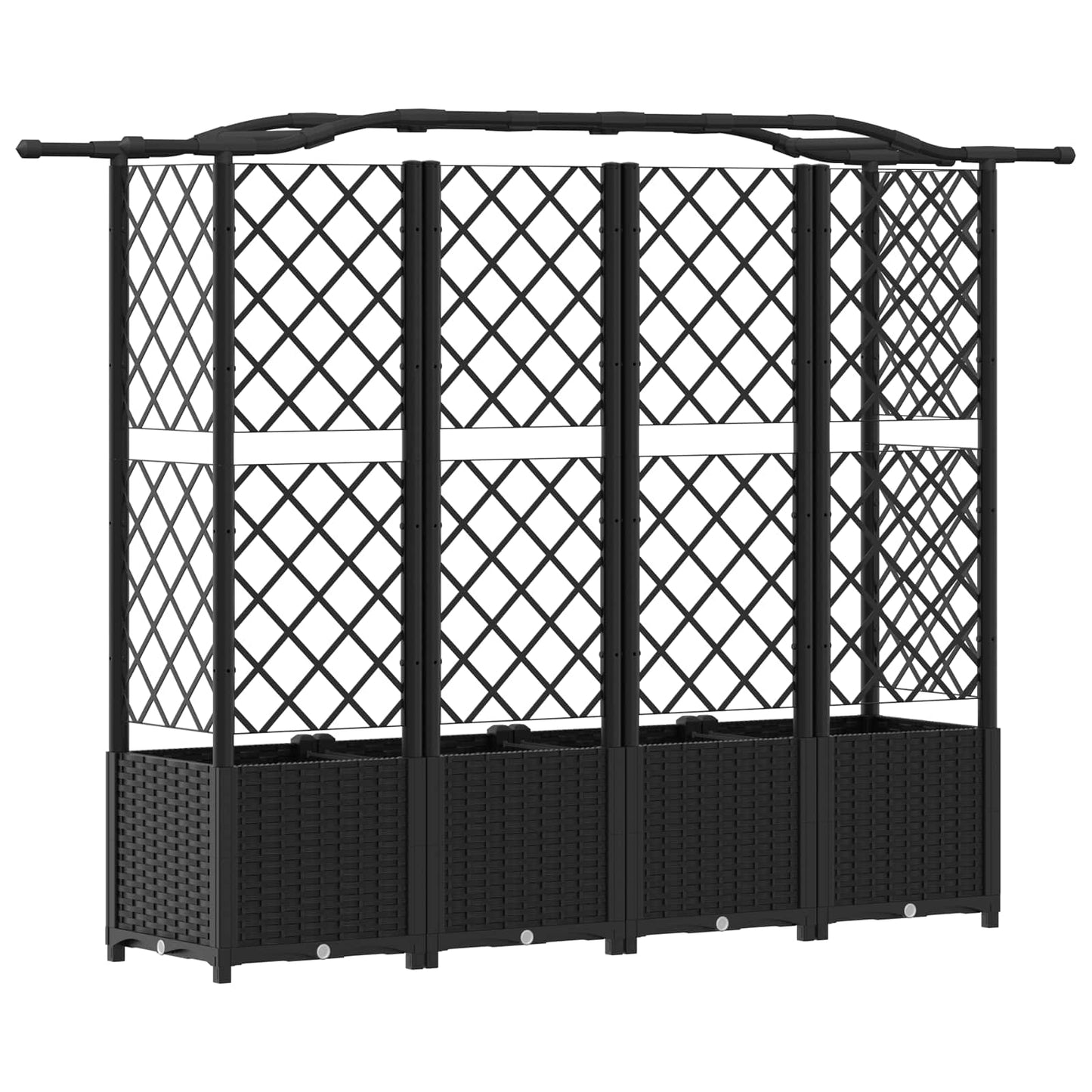 Pakeltas lovas su trelėmis ir stogu Juodas 204 x 40 x 141 cm PP