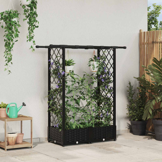 Pakeltas lovas su trelėmis ir stogu Juodas 122,5 x 40 x 123 cm