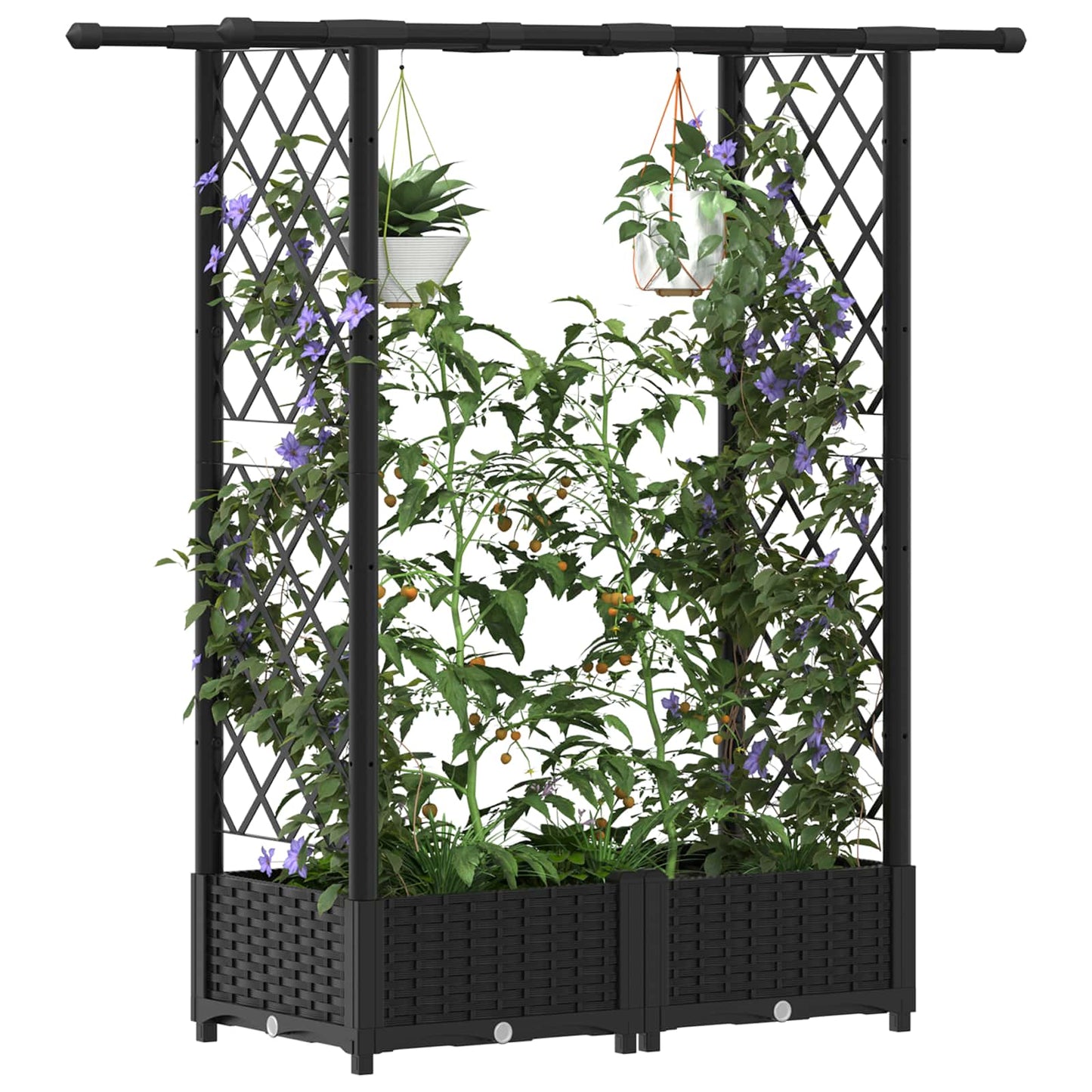 Pakeltas lovas su trelėmis ir stogu Juodas 122,5 x 40 x 123 cm