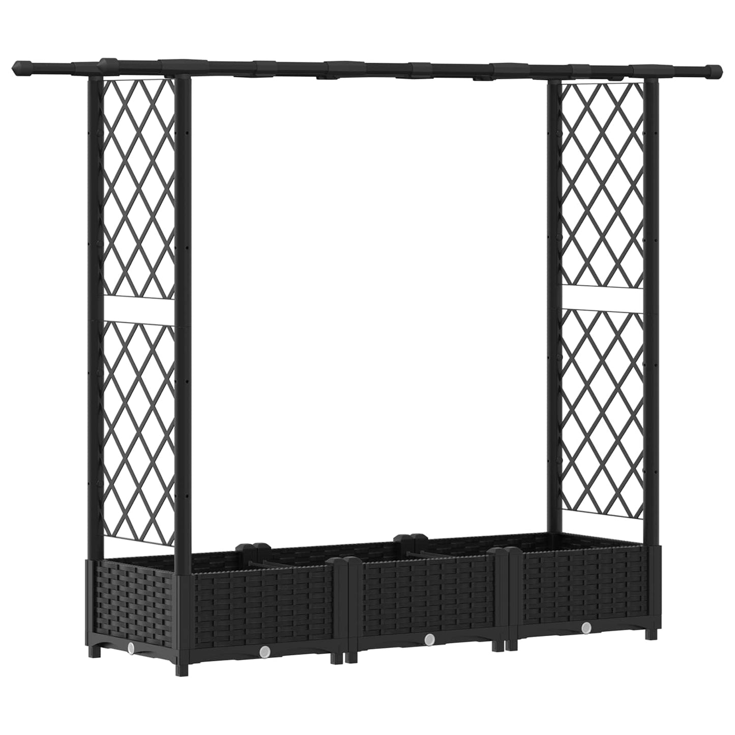 Pakeltas lovas su trelėmis ir stogu Juodas 164 x 40 x 123 cm PP