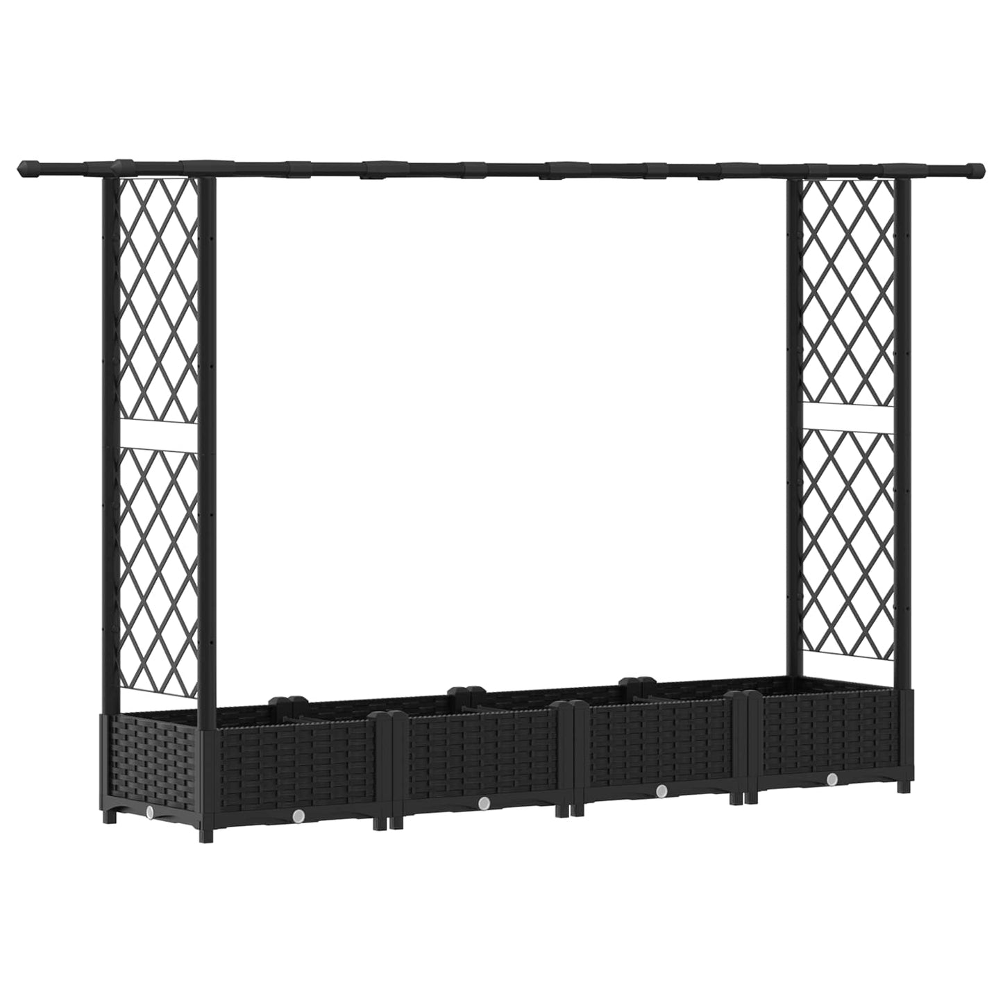 Pakeltas lovas su trelėmis ir stogu Juodas 203 x 40 x 123 cm PP