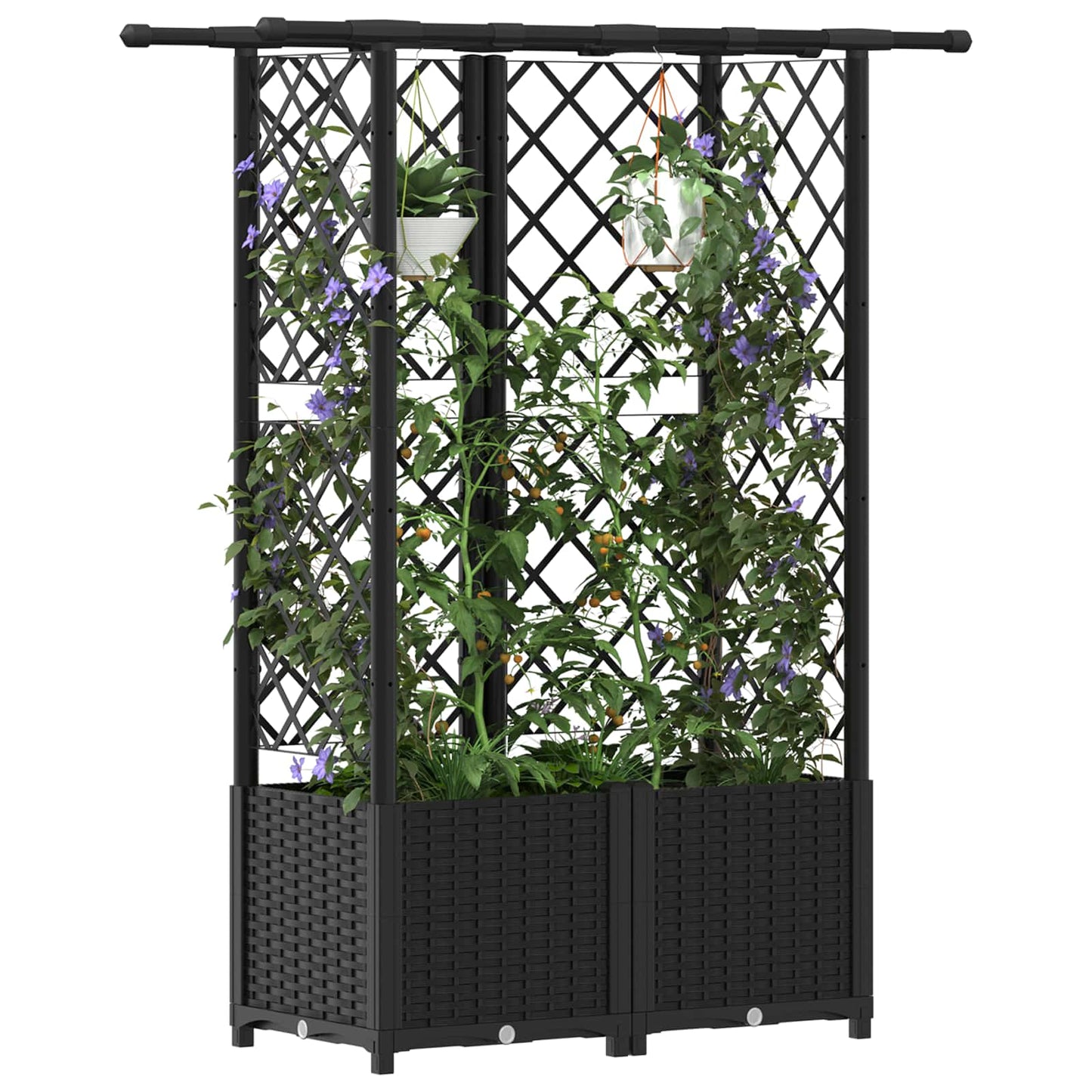 Pakeltas lovas su trelėmis ir stogu Juodas 124,5 x 40 x 138 cm