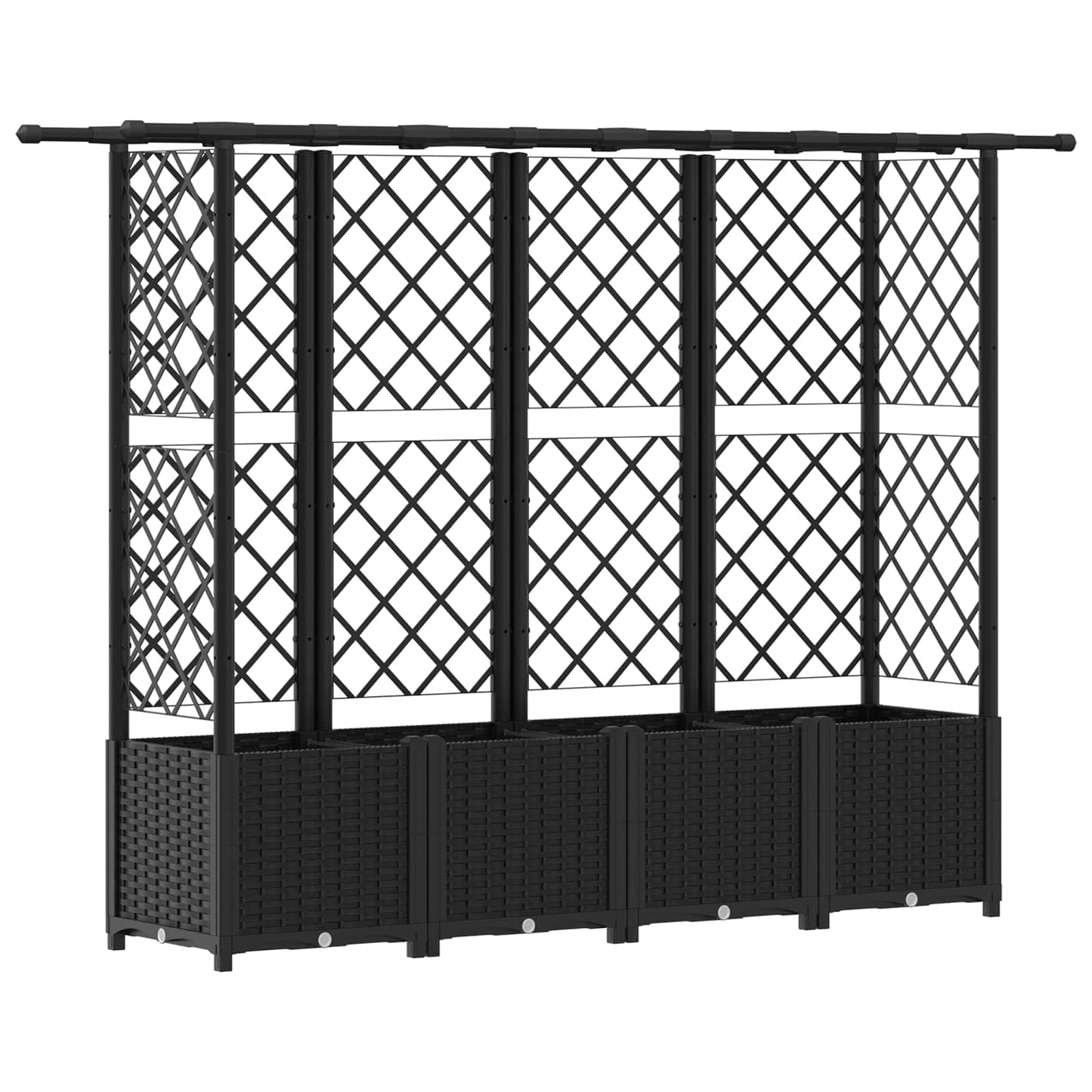 Pakeltas lovas su trelėmis ir stogu Juodas 203 x 40 x 138 cm PP
