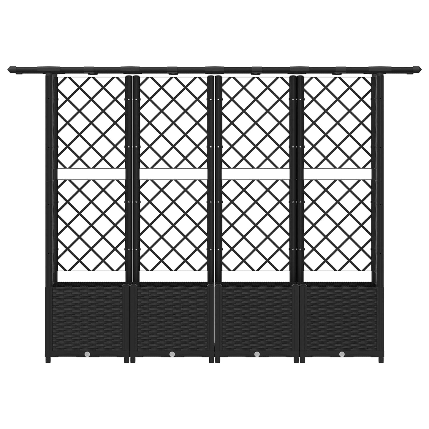 Pakeltas lovas su trelėmis ir stogu Juodas 203 x 40 x 138 cm PP
