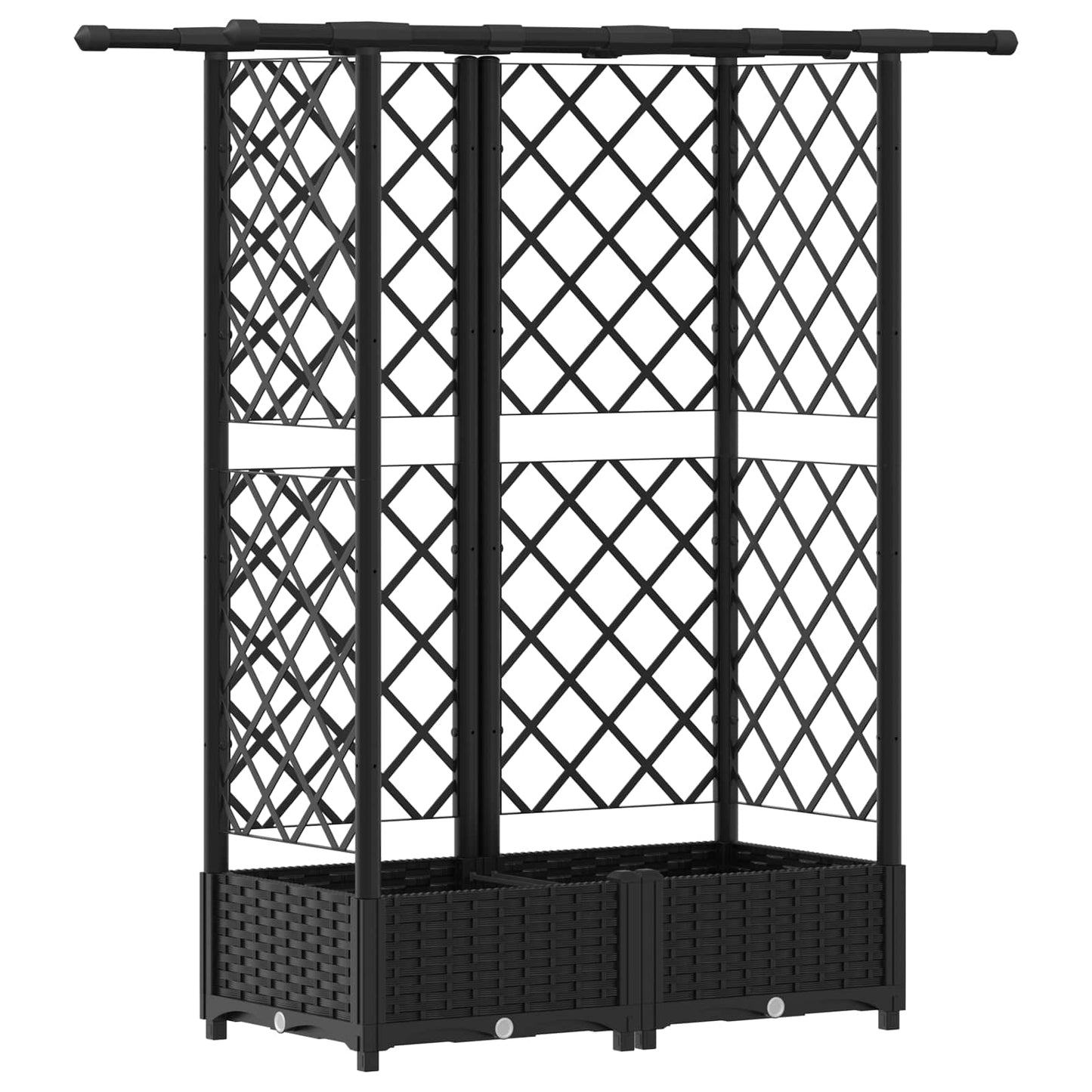 Pakeltas lovas su trelėmis ir stogu Juodas 124 x 40 x 123 cm PP
