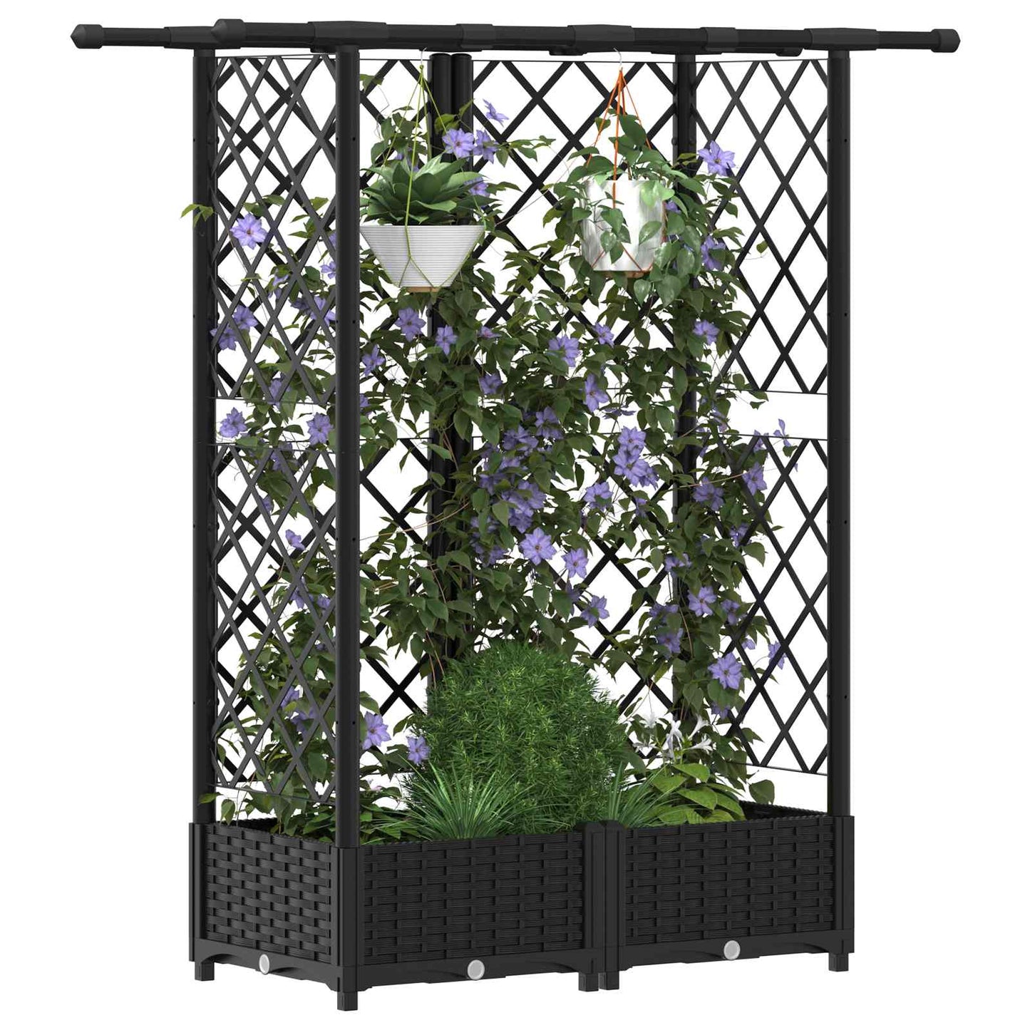 Pakeltas lovas su trelėmis ir stogu Juodas 124 x 40 x 123 cm PP