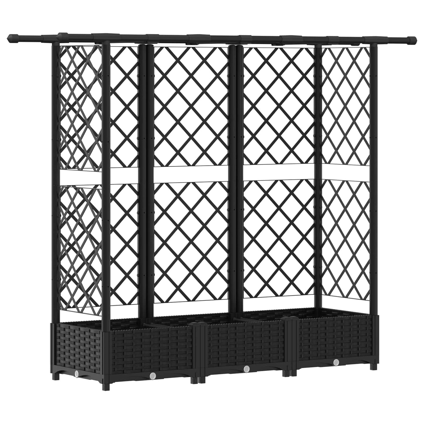 Pakeltas lovas su trelėmis ir stogu Juodas 164 x 40 x 123 cm PP