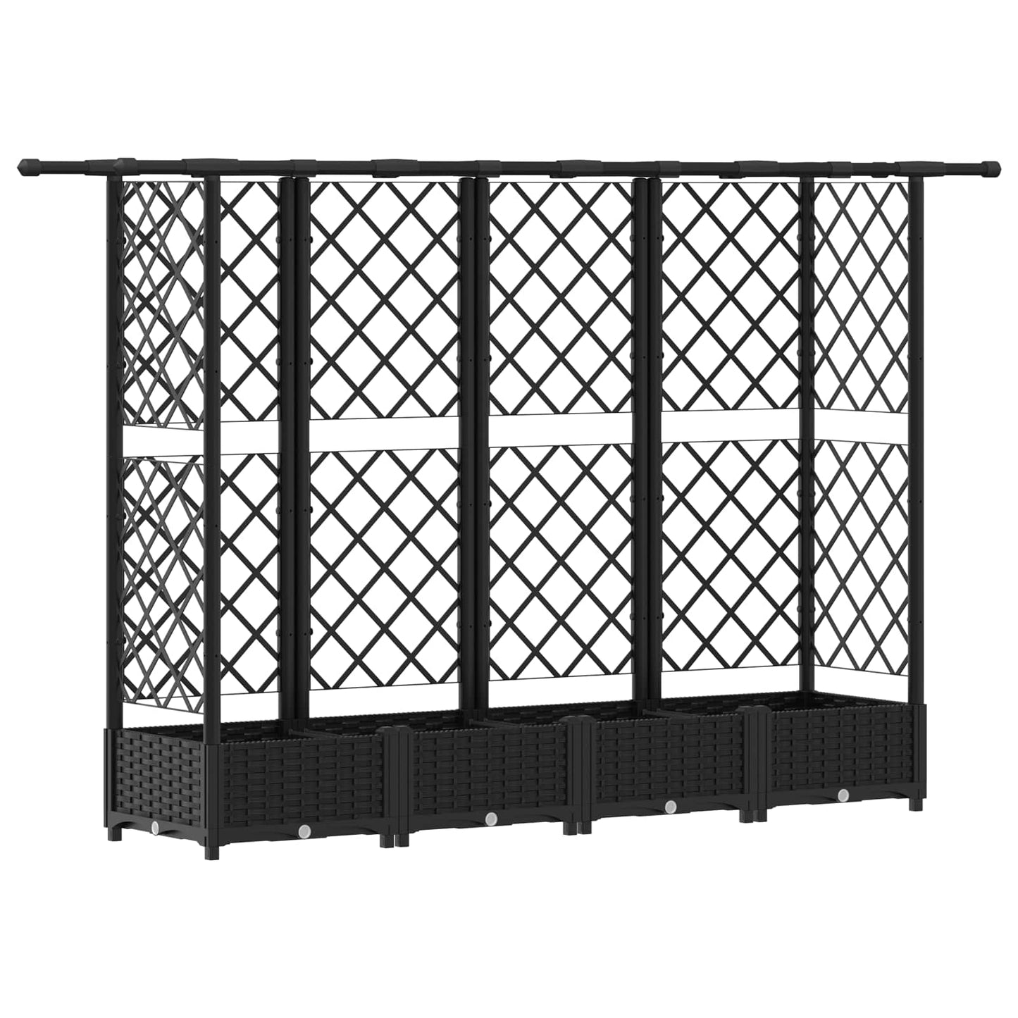Pakeltas lovas su trelėmis ir stogu Juodas 202,5 x 40 x 123 cm