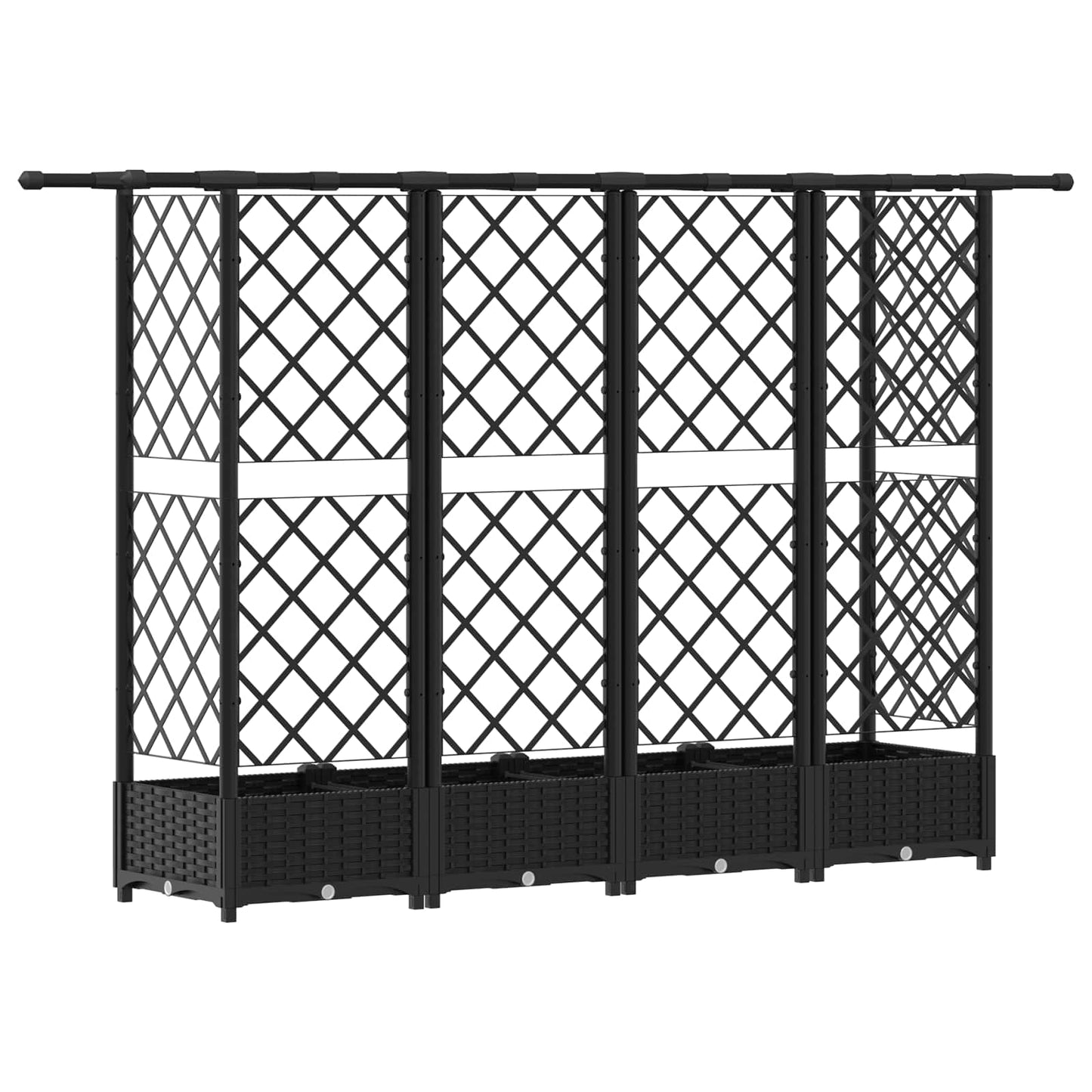 Pakeltas lovas su trelėmis ir stogu Juodas 202,5 x 40 x 123 cm