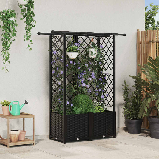 Pakeltas lovas su trelėmis ir stogu Juodas 124 x 40 x 138 cm PP
