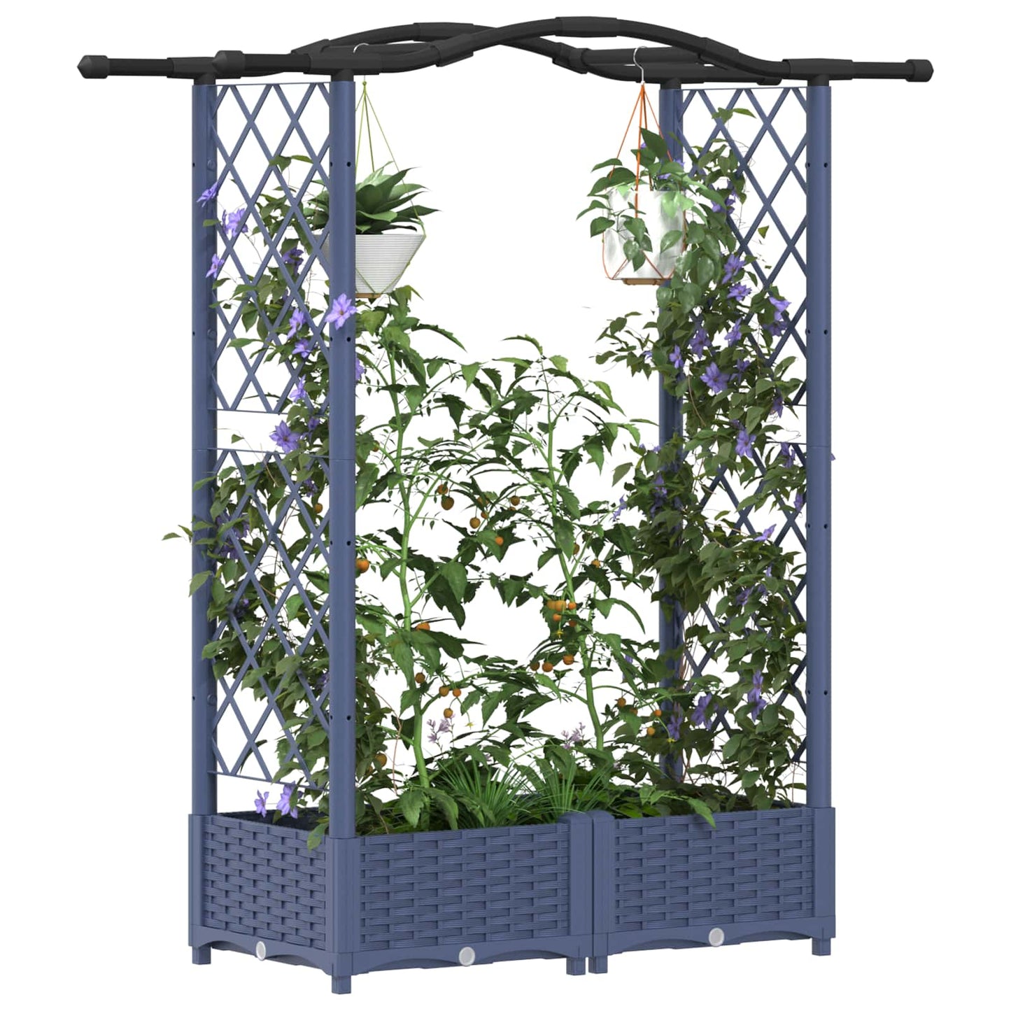 Pakeltas lovas su trelėmis ir stogu Pilka 124 x 40 x 125 cm PP