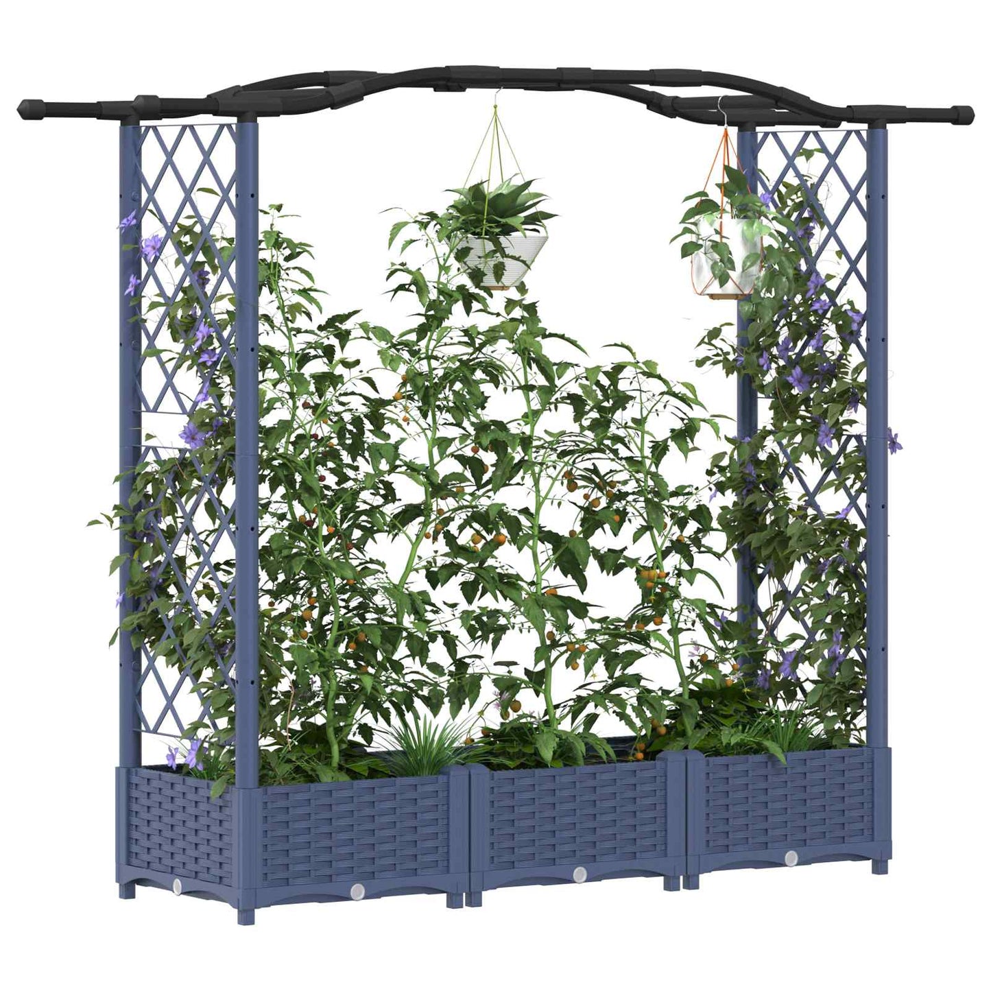 Pakeltas lovas su trelėmis ir stogu Pilka 169 x 40 x 125 cm PP