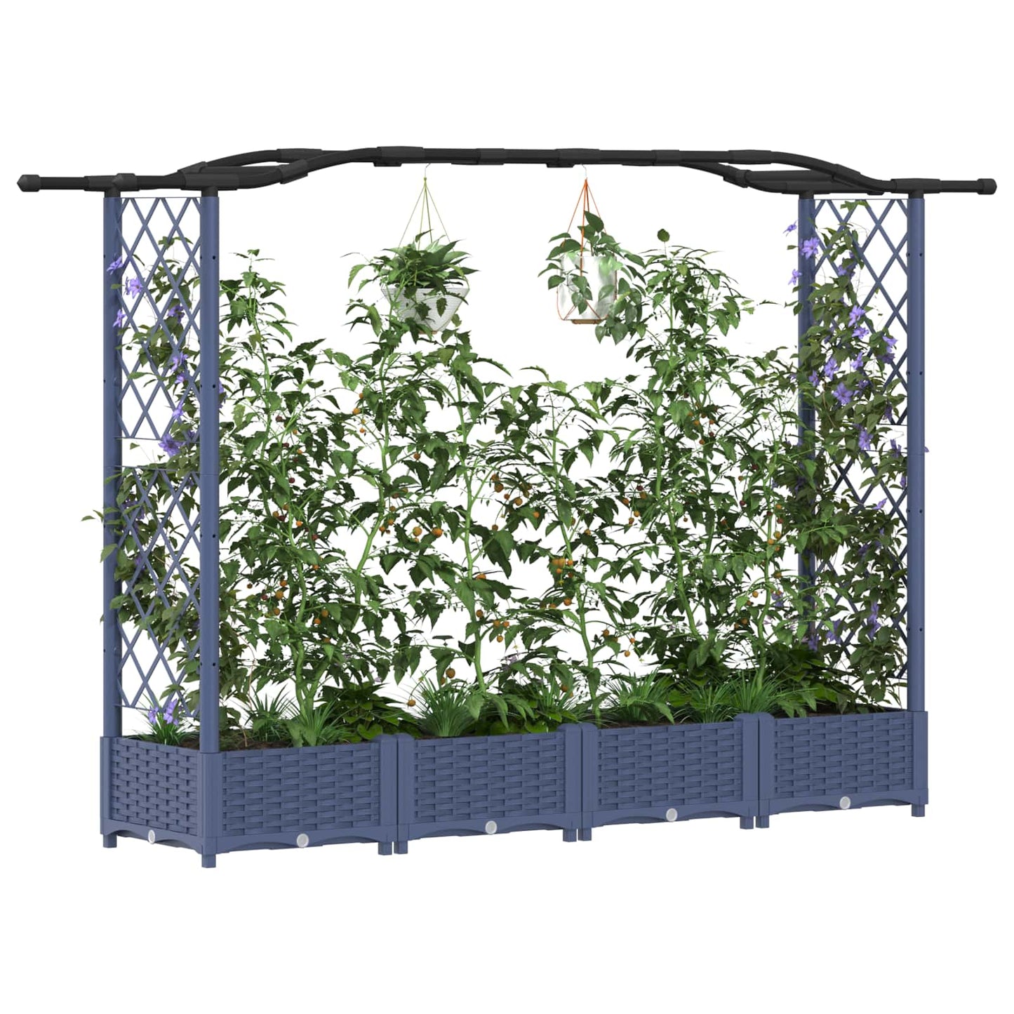 Pakeltas lovas su trelėmis ir stogu Pilka 207 x 40 x 126 cm PP