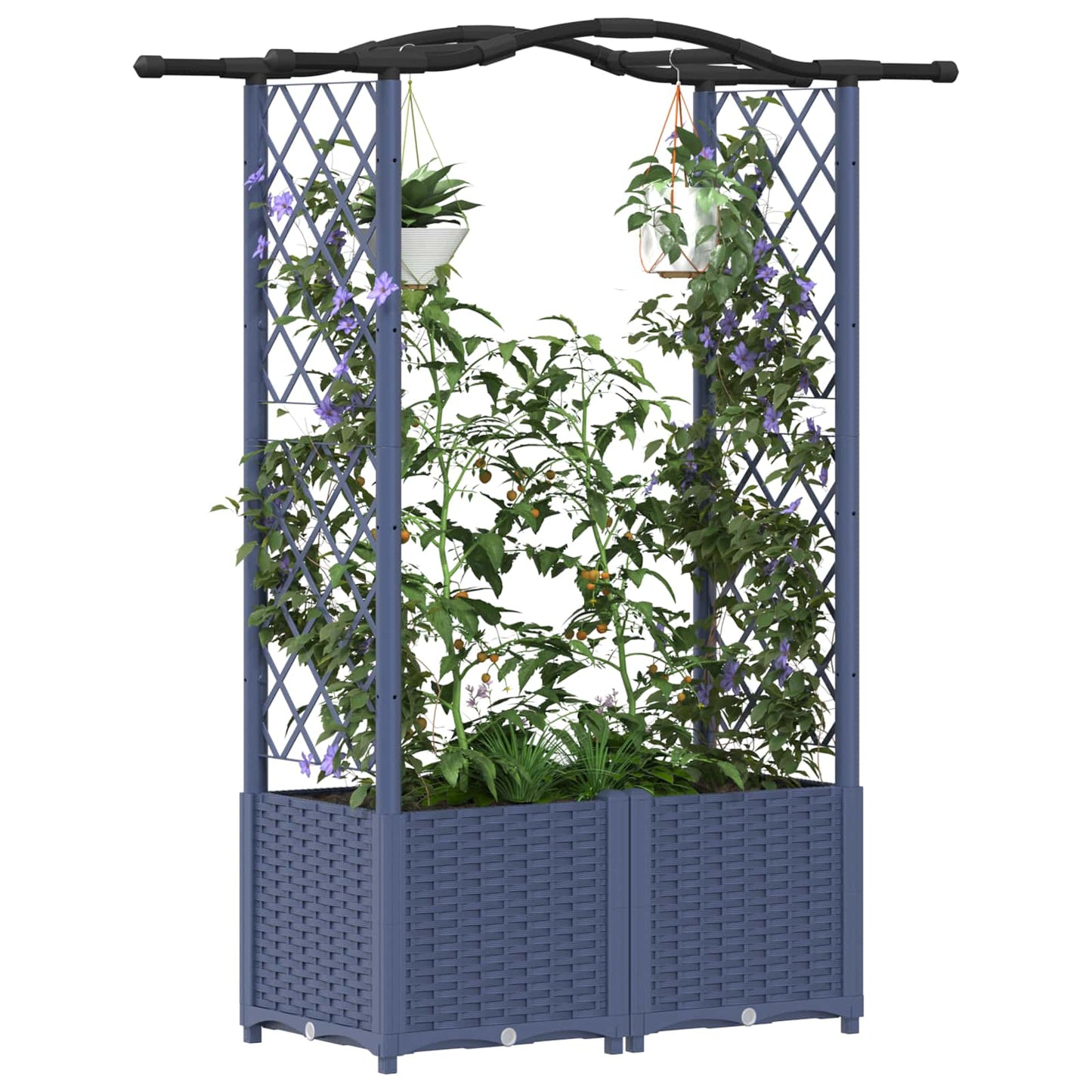 Pakeltas lovas su trelėmis ir stogu Pilka 125 x 40 x 138 cm PP